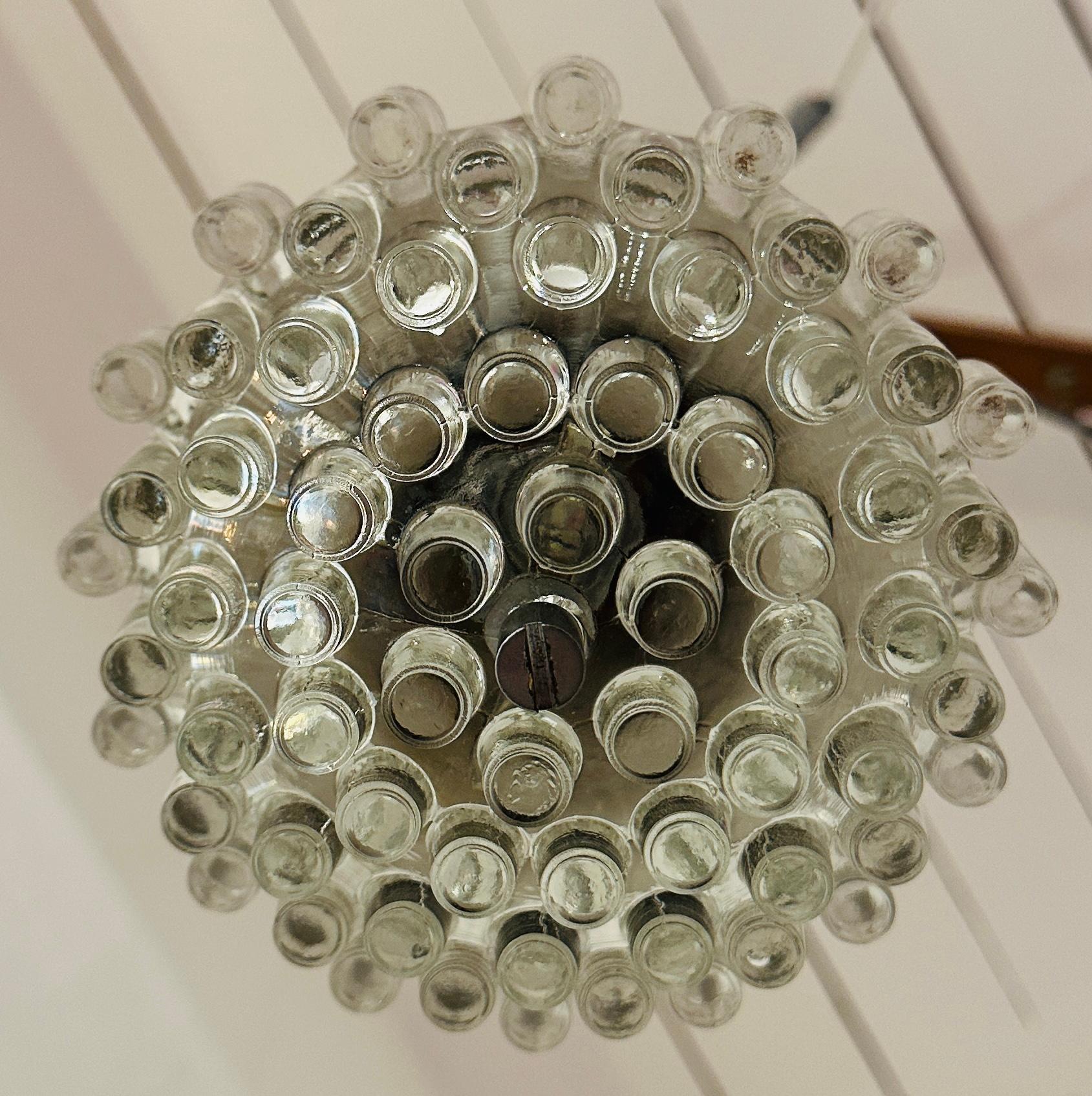 1970s German Hustadt Leuchten Four Glass Torch & Brushed Chrome Ceiling Light en vente 11