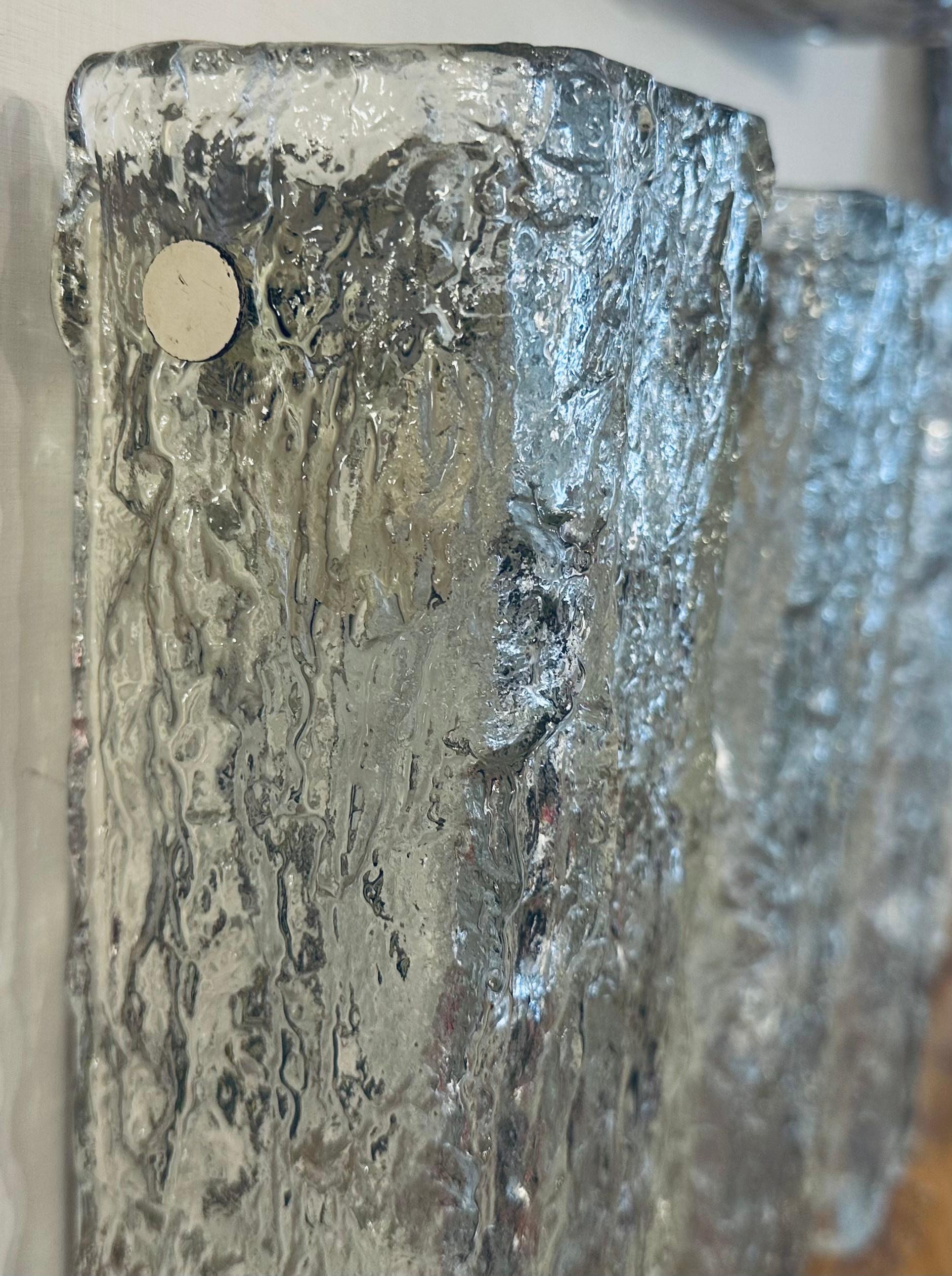 Appliques en verre texturé glacé Kaiser Leuchten des années 1970.  3 Disponible. en vente 4