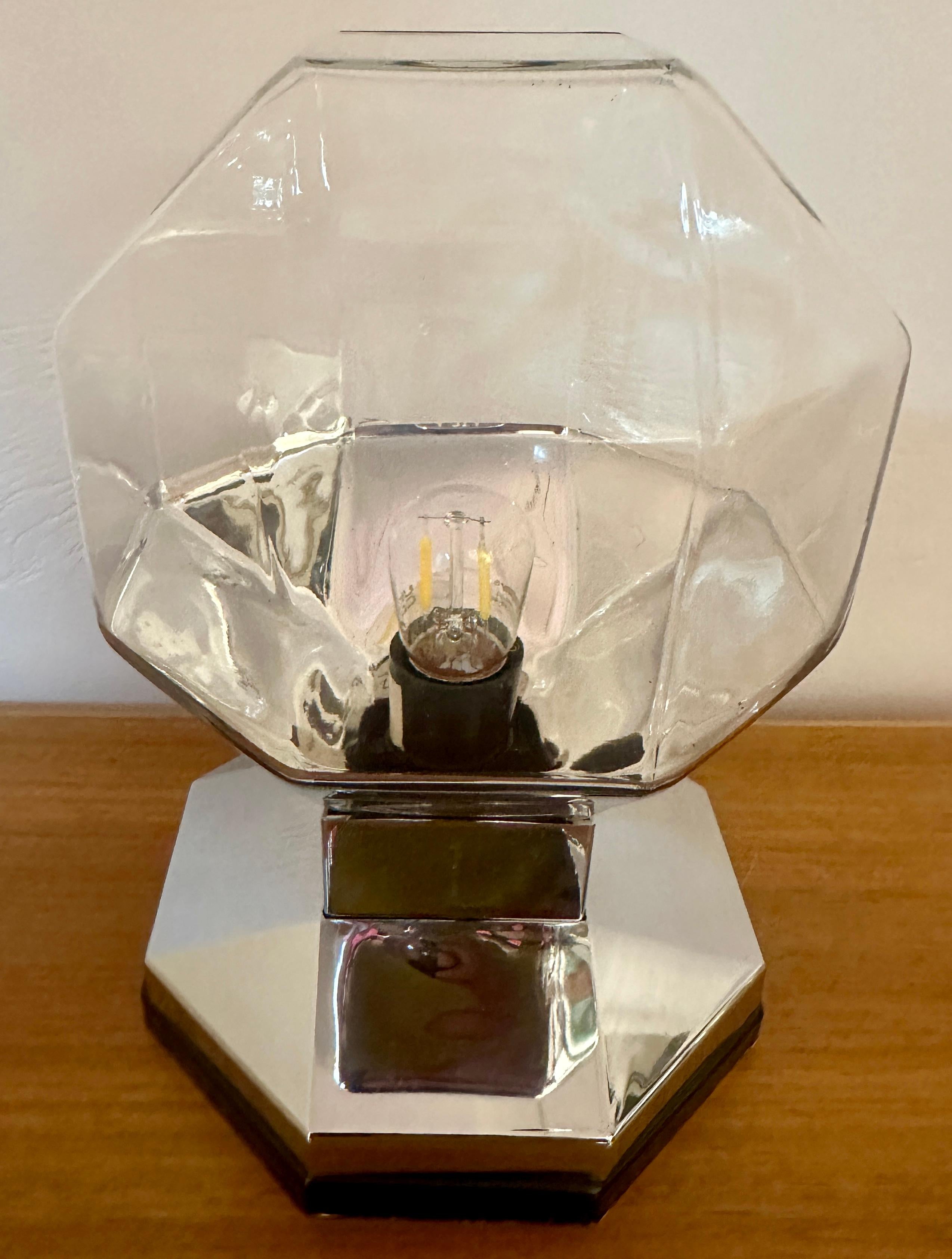 1970s German Motoko Ishii for Staff Leuchten Hexagonal Glass Table Lamp For Sale 3
