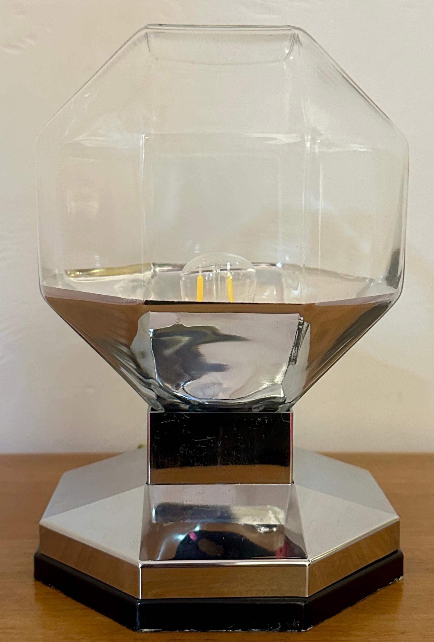 1970s German Motoko Ishii for Staff Leuchten Hexagonal Glass Table Lamp For Sale 9