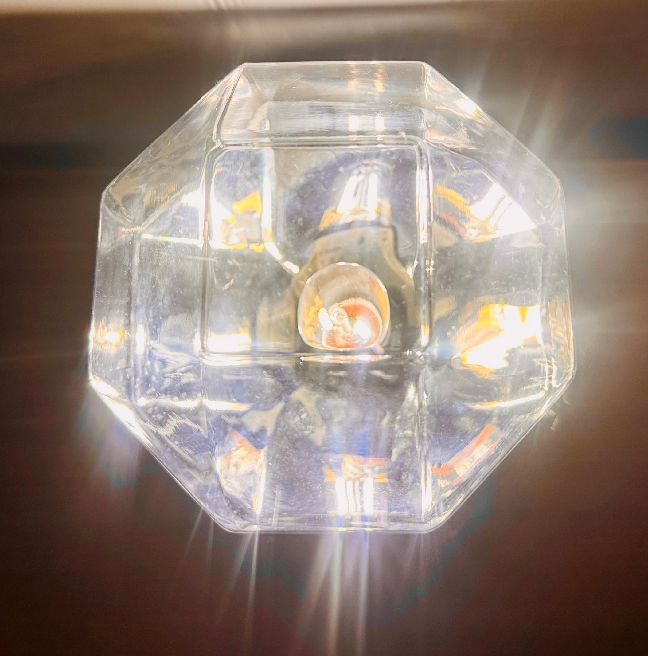 1970s German Motoko Ishii for Staff Leuchten Hexagonal Glass Table Lamp In Good Condition For Sale In London, GB