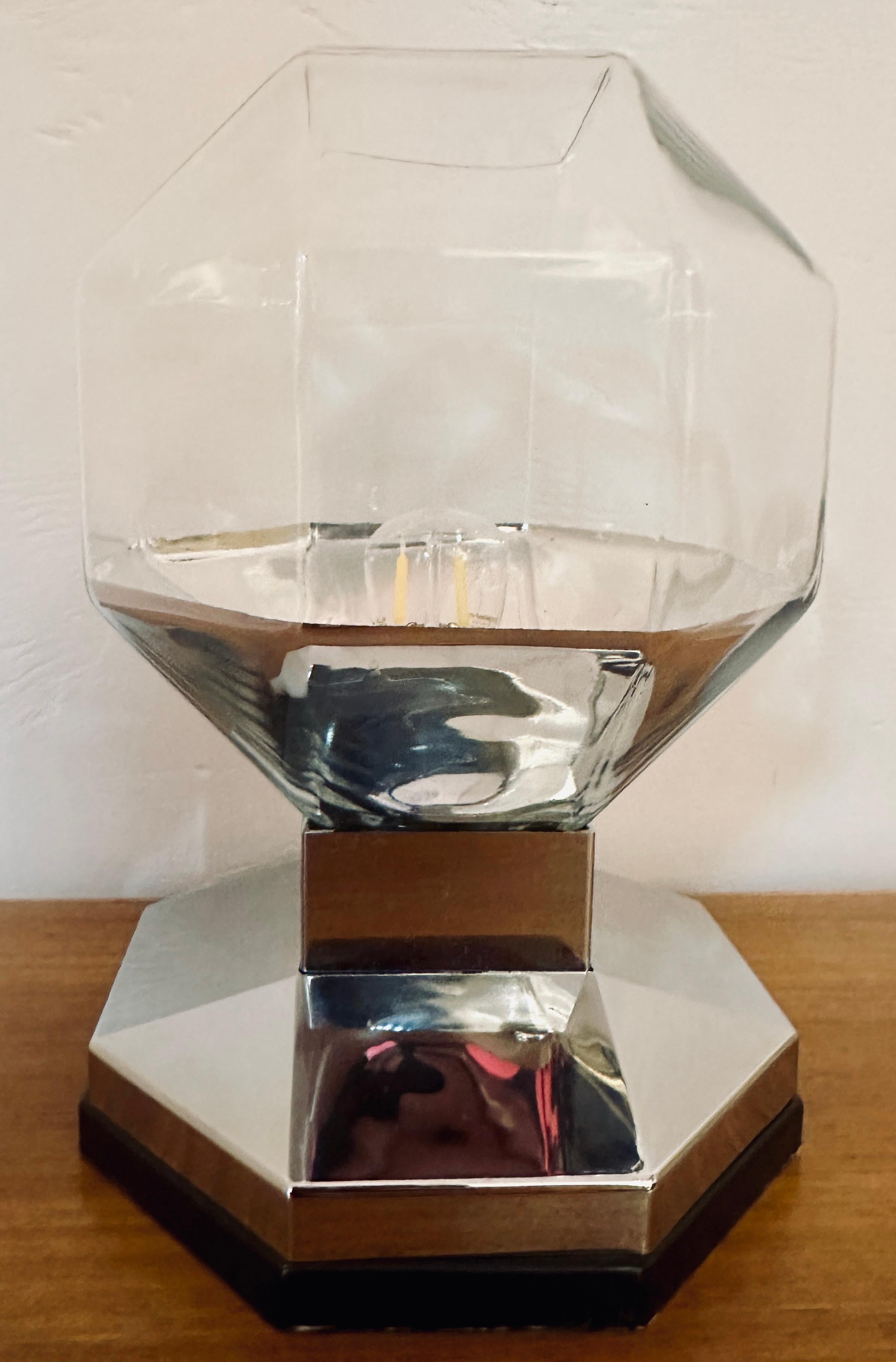 1970s German Motoko Ishii for Staff Leuchten Hexagonal Glass Table Lamp For Sale 2