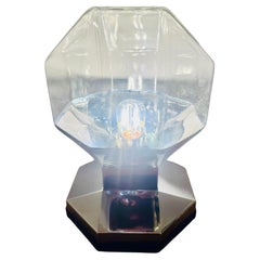 1970s German Motoko Ishii for Staff Leuchten Hexagonal Glass Table Lamp