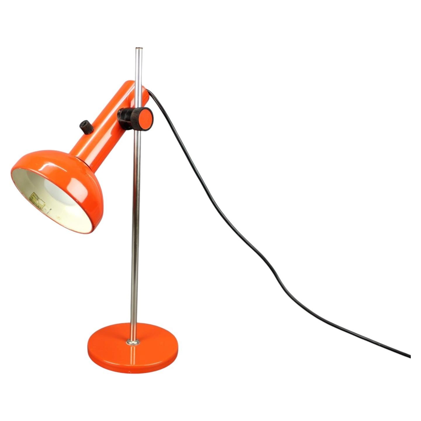 1970s German Orange Adjustable Desk Lamp Bauhaus Style