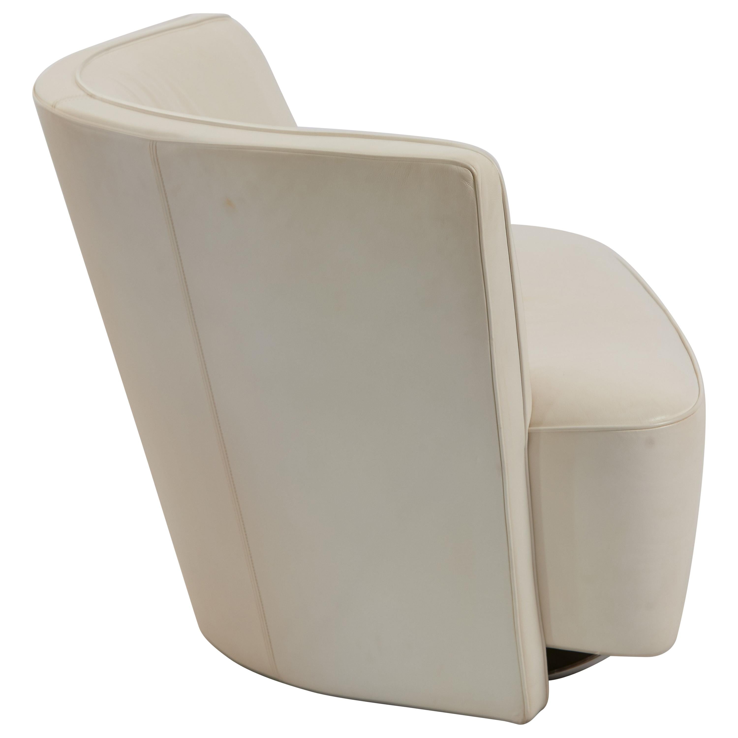 1970s German Pair of  Walter Knoll Drift Chairs in White Leather