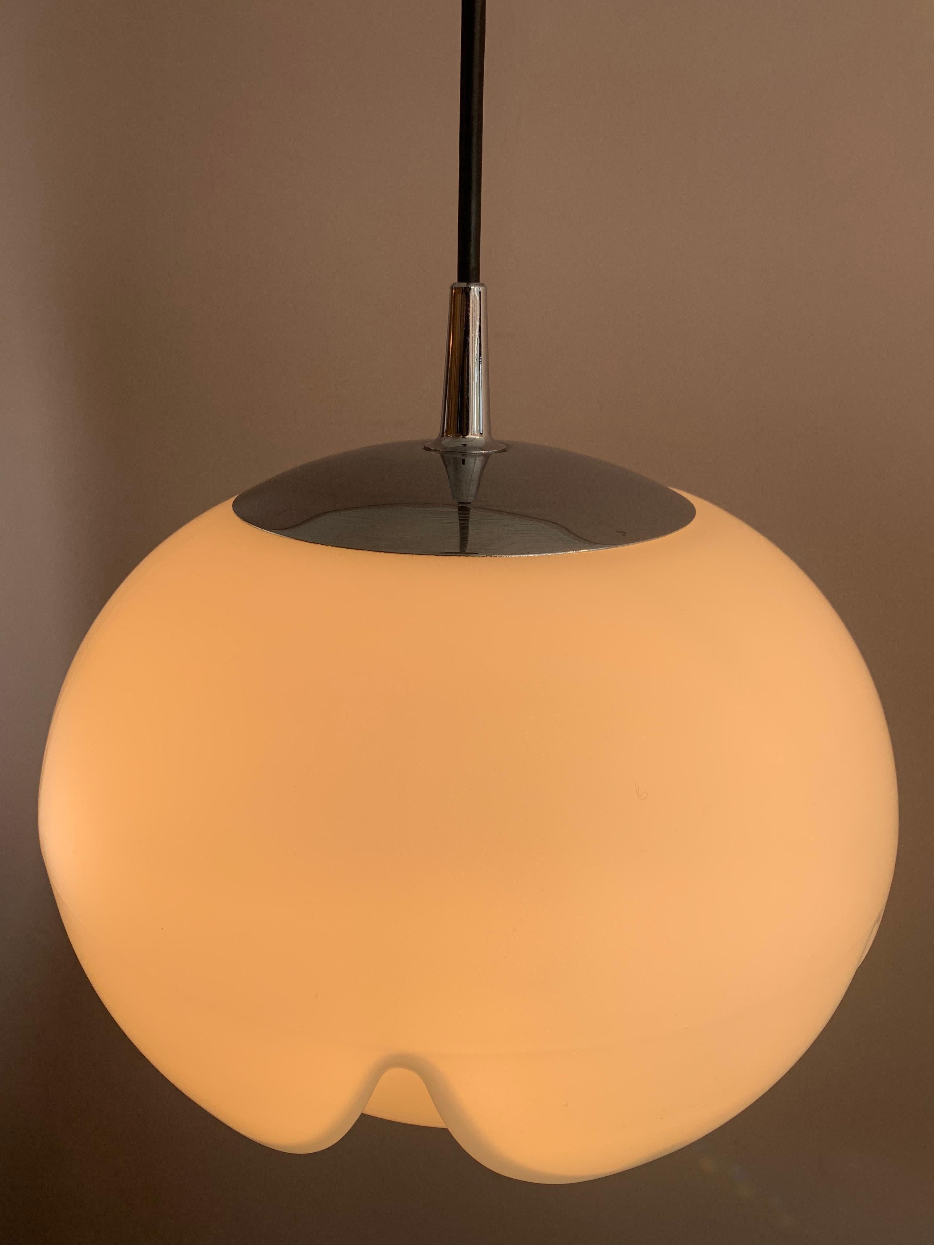1970s German Peill & Putzler 'Artichoke' Opaline Hanging Pendant Light 5