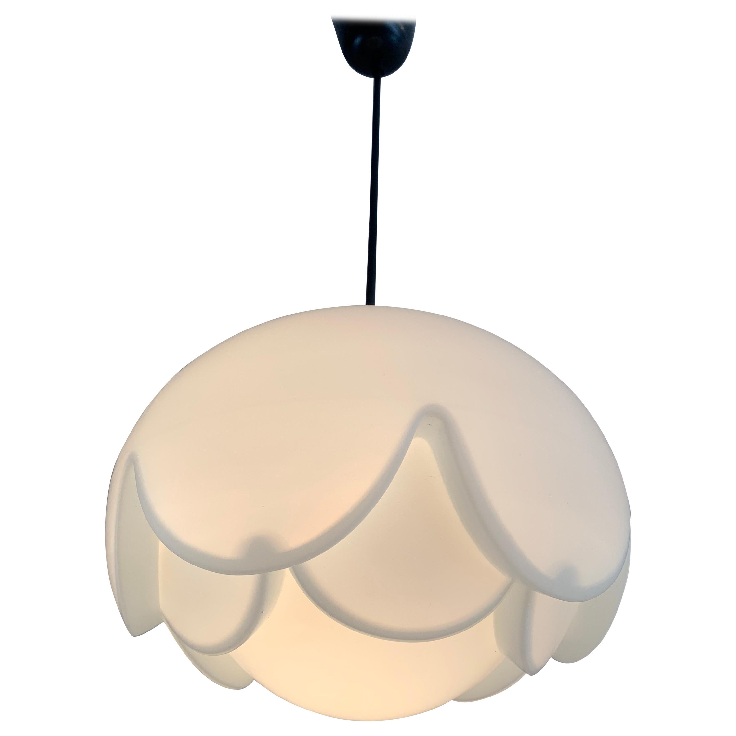 1970s German Peill & Putzler 'Artichoke' Opaline Hanging Pendant Light