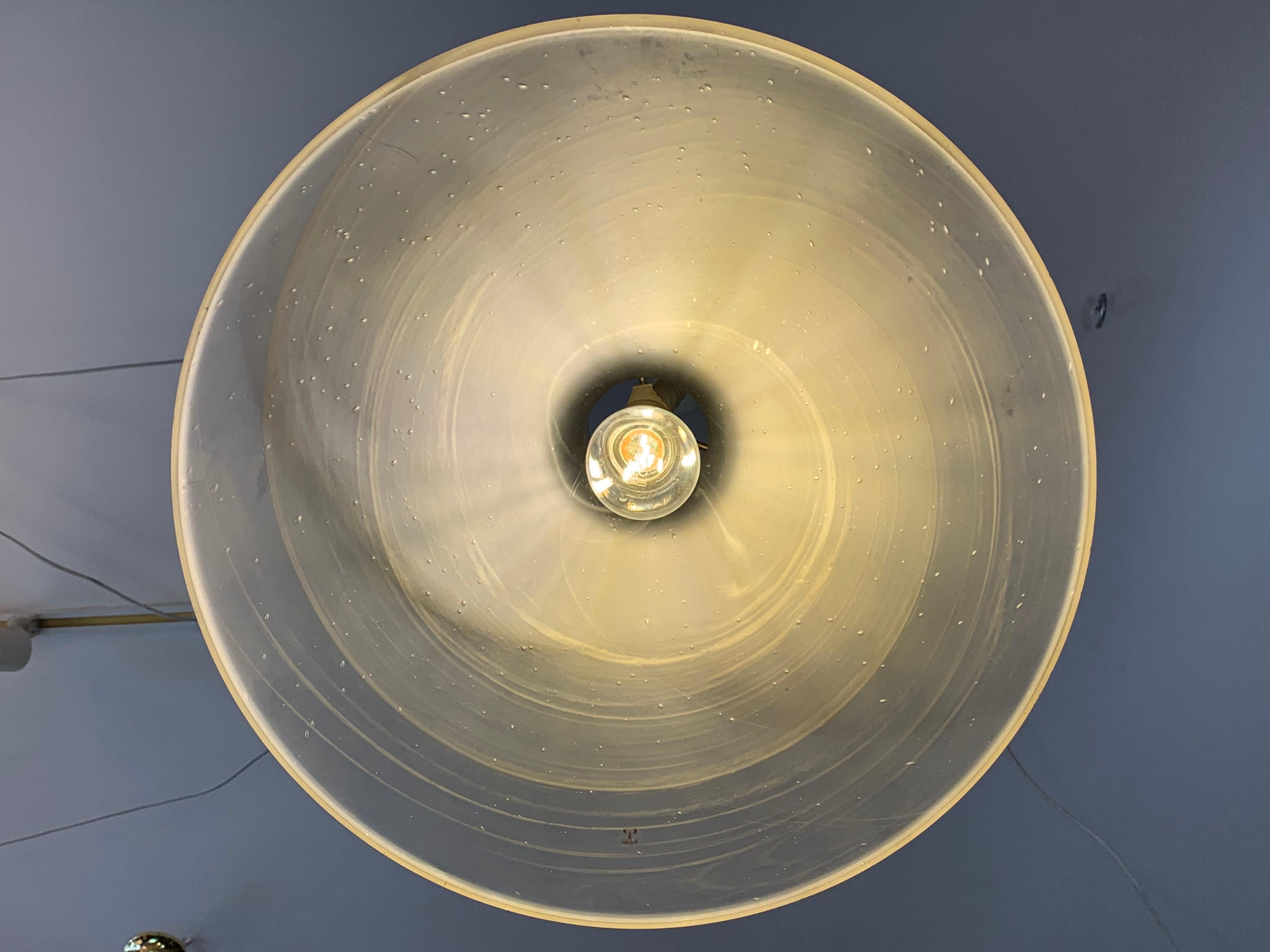 1970s German Peill & Putzler Conical Pulldown Opaque Glass Ceiling Hanging Light For Sale 10