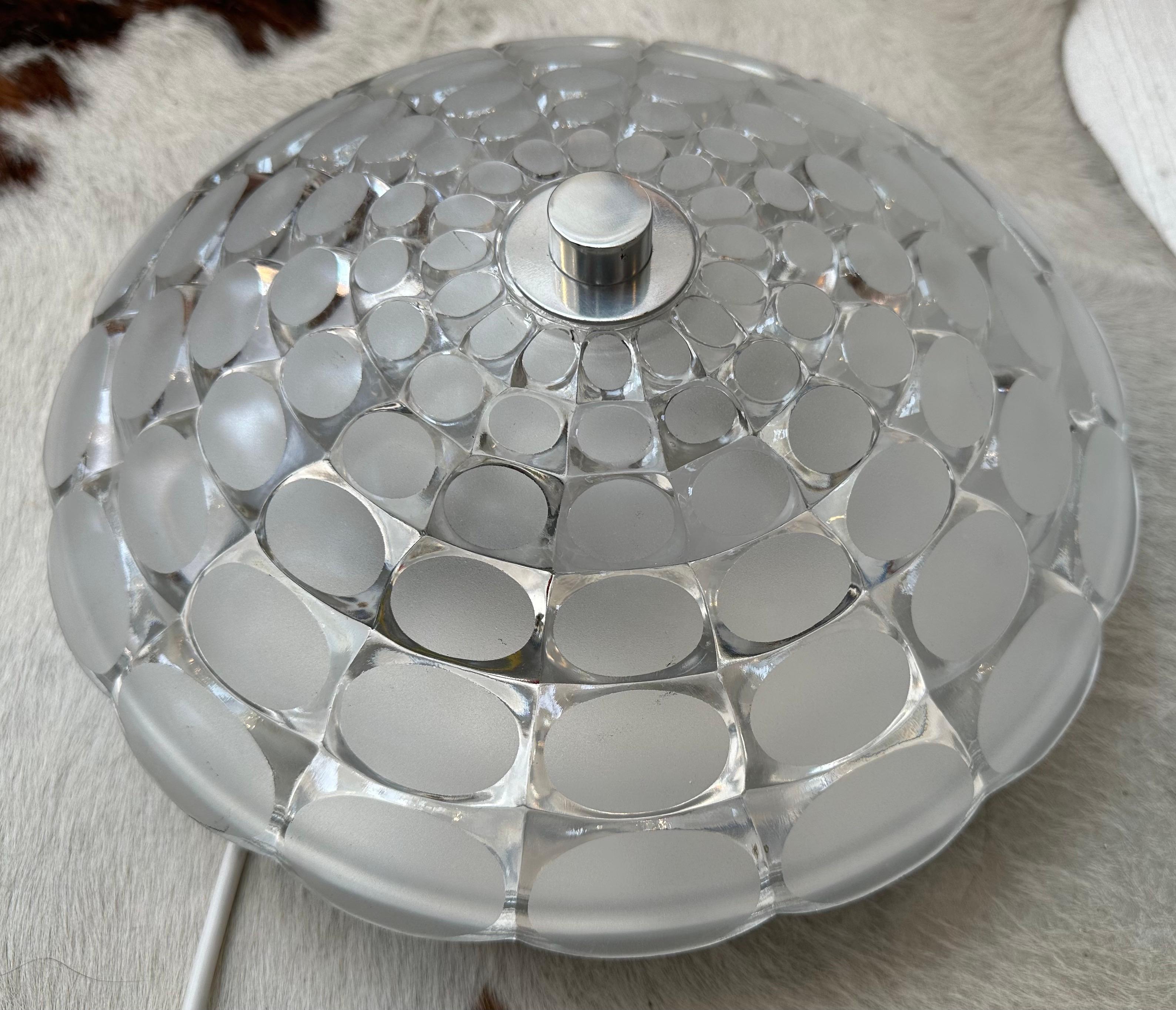 1970s German Peill & Putzler Flush Mount Circular Glass Ceiling or Wall Light For Sale 3