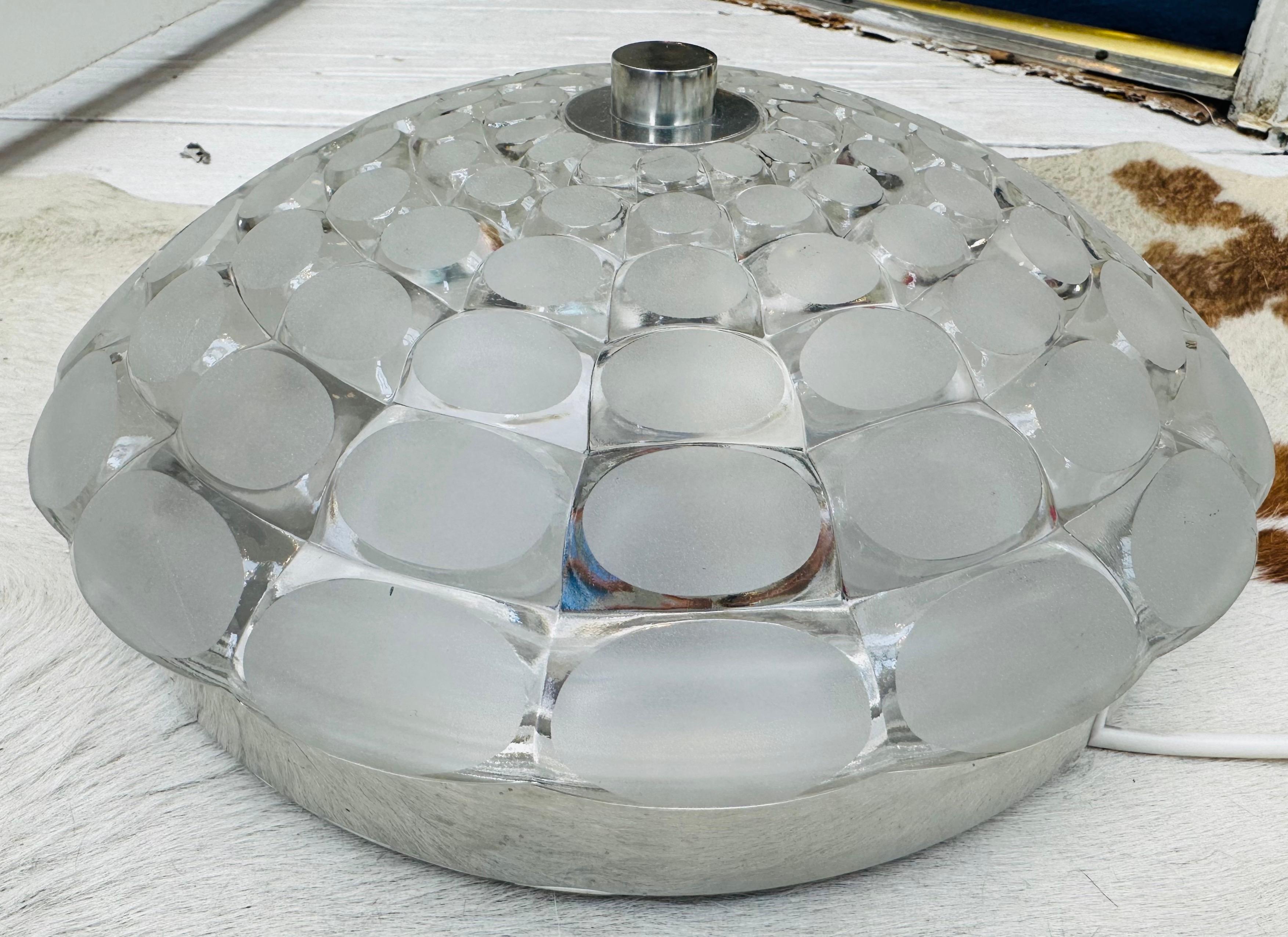 1970s German Peill & Putzler Flush Mount Circular Glass Ceiling or Wall Light 5