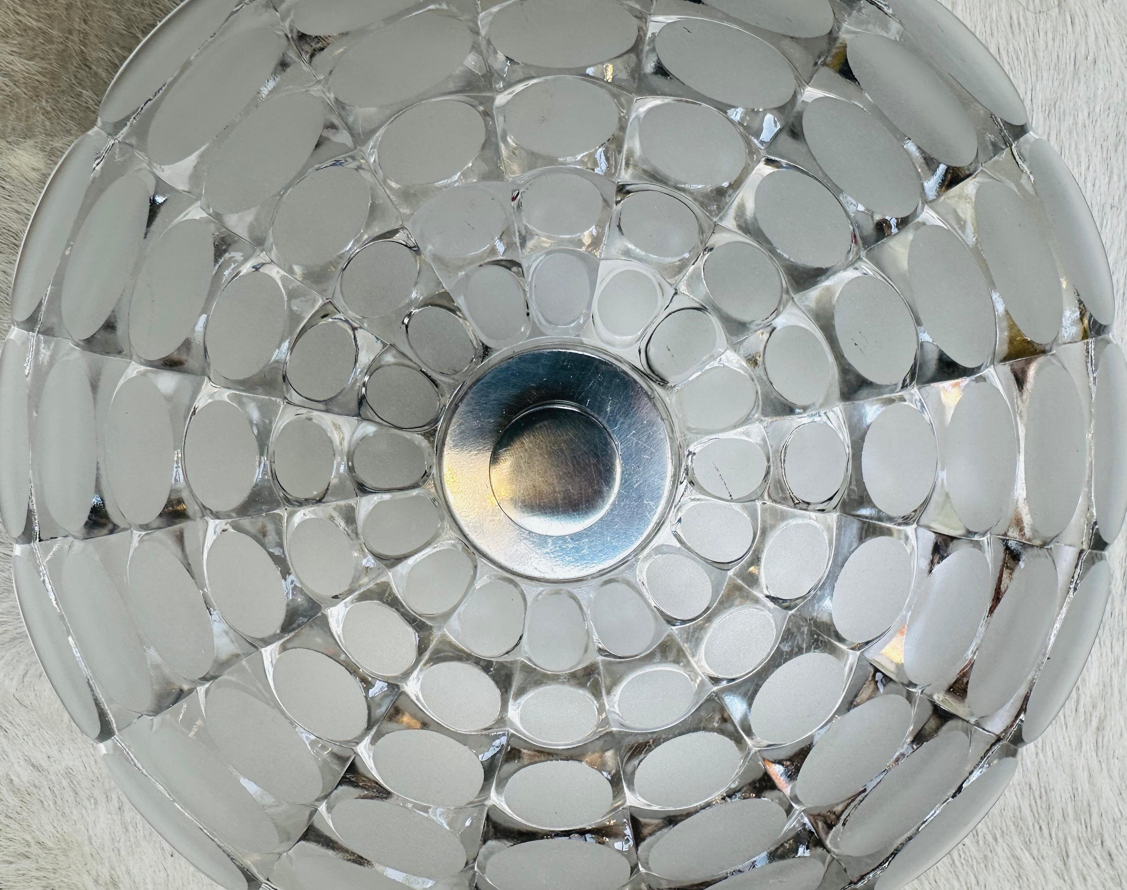 1970s German Peill & Putzler Flush Mount Circular Glass Ceiling or Wall Light For Sale 6