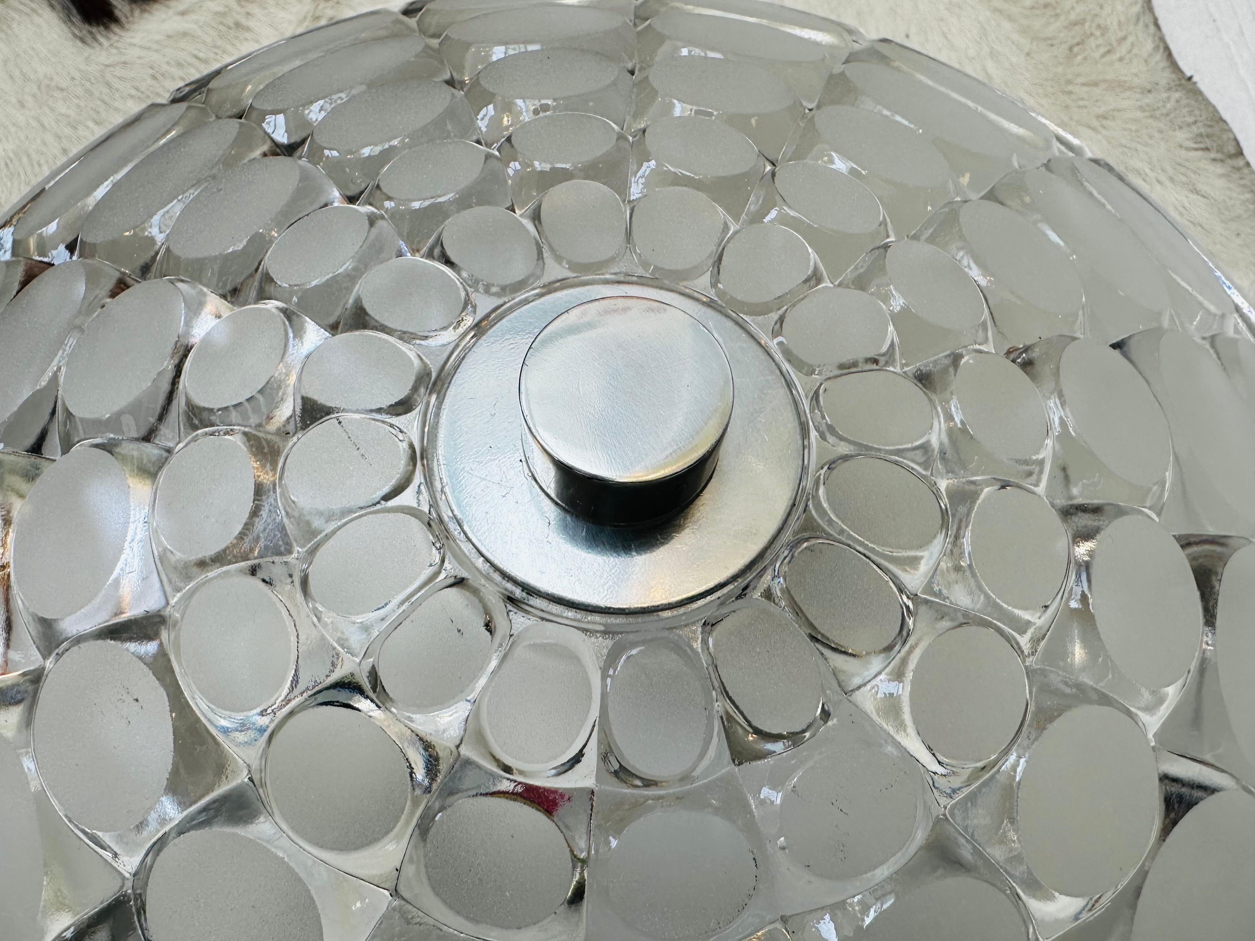 1970s German Peill & Putzler Flush Mount Circular Glass Ceiling or Wall Light 9