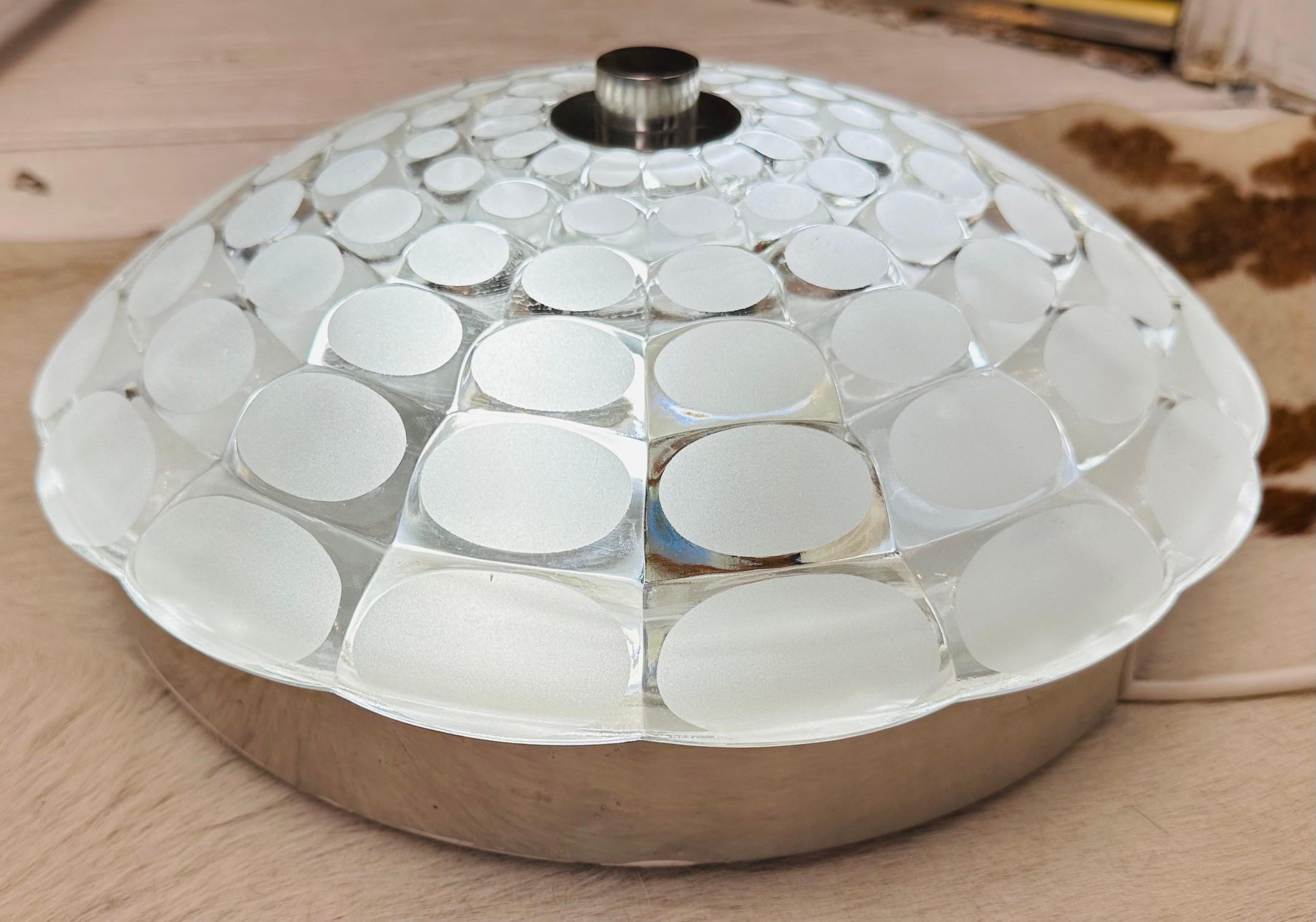 Mid-Century Modern 1970s German Peill & Putzler Flush Mount Circular Glass Ceiling or Wall Light