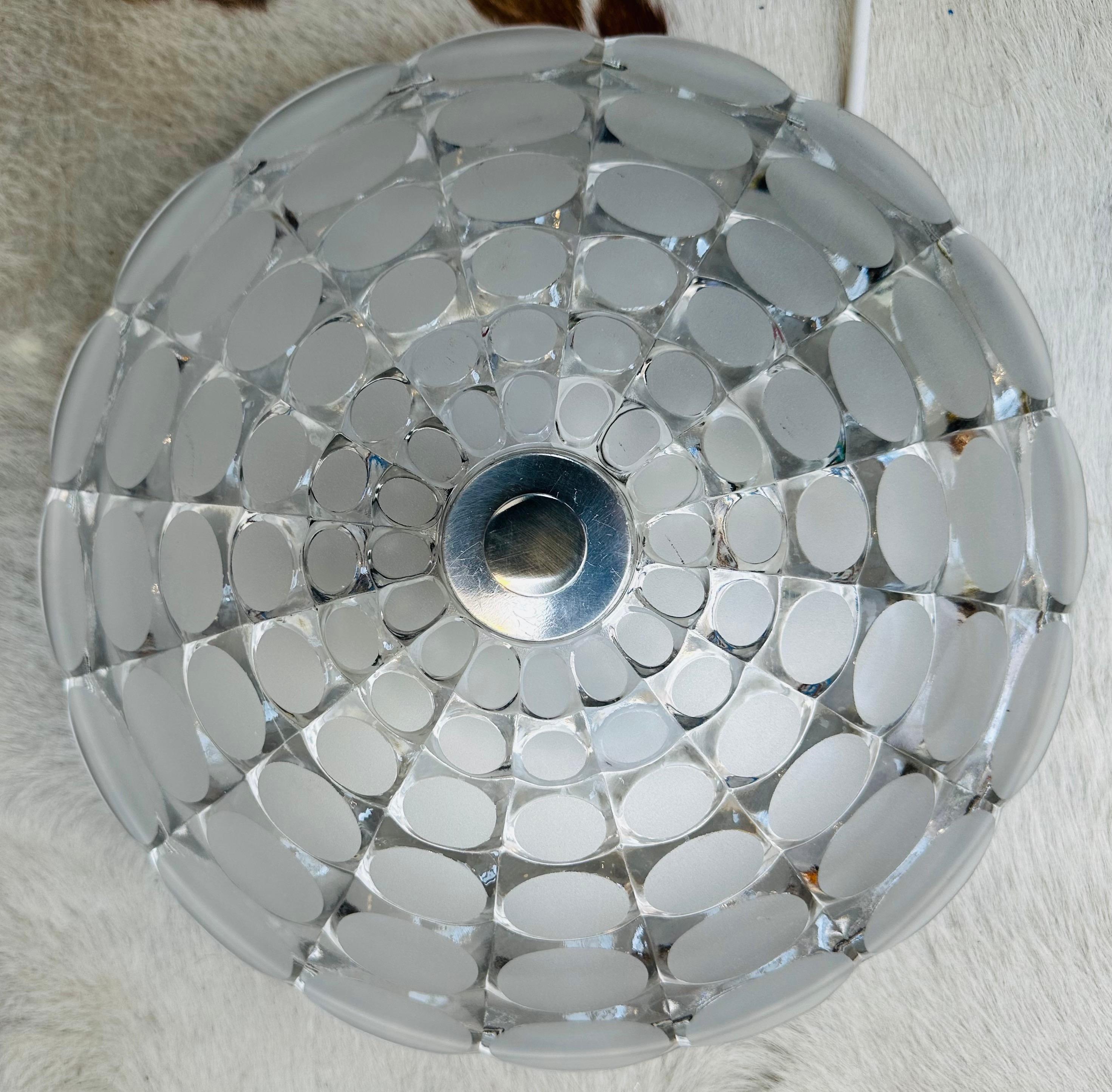 1970s German Peill & Putzler Flush Mount Circular Glass Ceiling or Wall Light For Sale 2