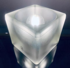 1970s German Peill & Putzler Frosted Cube Table Lamp