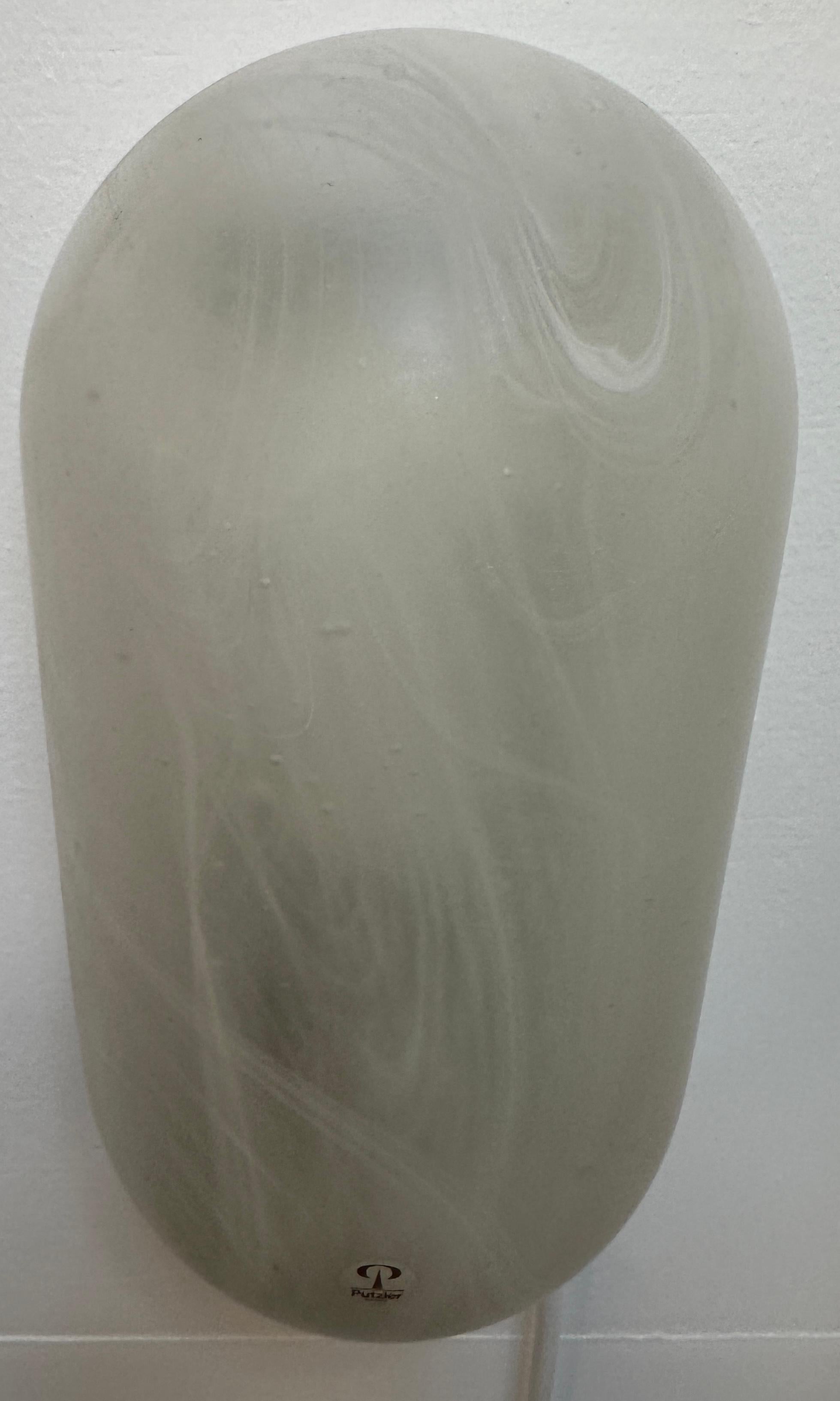 1970er Jahre Deutsch Peill & Putzler Frosted Lozenge-Shaped Glass Wall Lights 4 Avail im Angebot 8