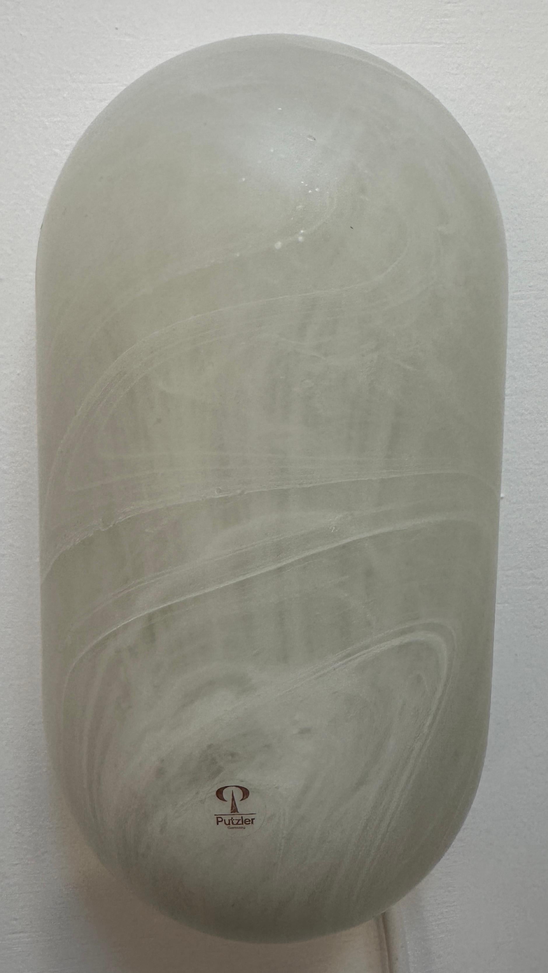 1970er Jahre Deutsch Peill & Putzler Frosted Lozenge-Shaped Glass Wall Lights 4 Avail (Lackiert) im Angebot