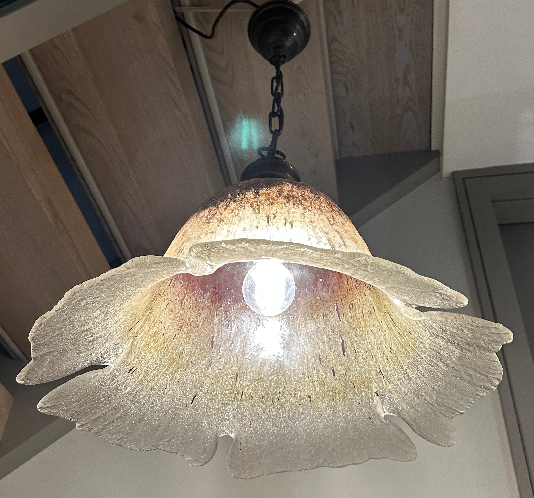 Allemand Suspension à fleurs en verre et laiton Peill & Putzler, Allemagne, années 1970 en vente