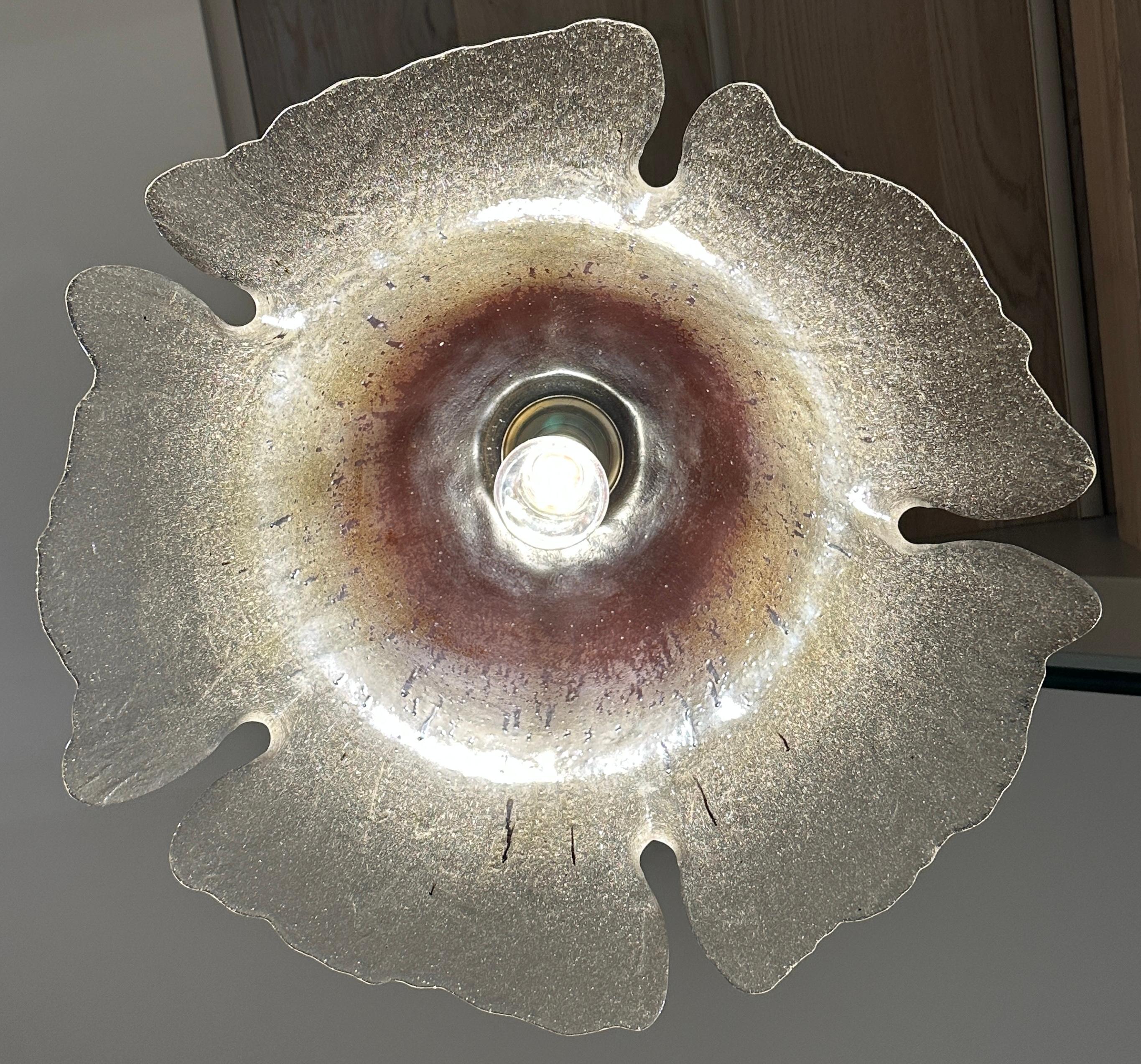 Suspension à fleurs en verre et laiton Peill & Putzler, Allemagne, années 1970 en vente 2