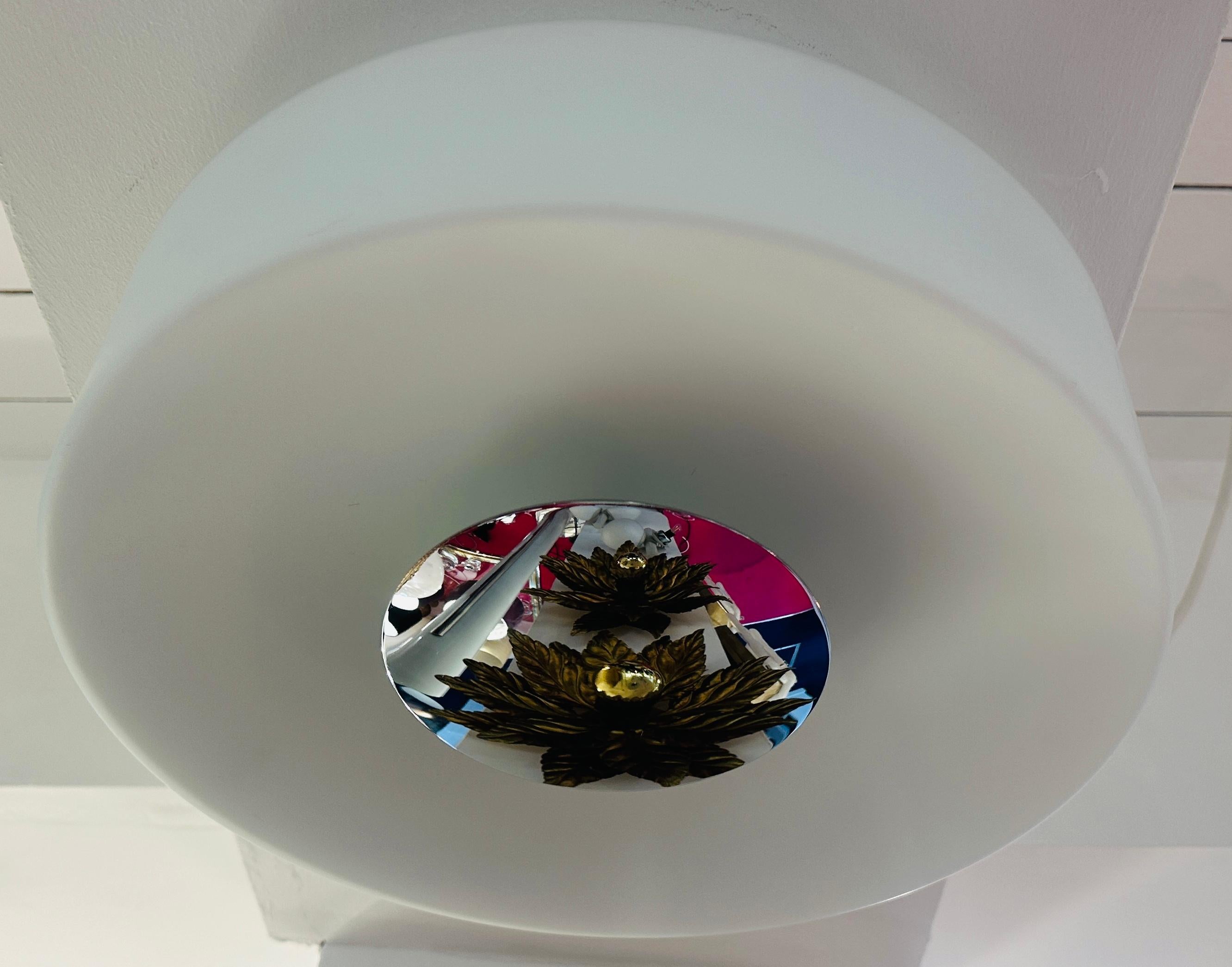 1970s German Peill & Putzler Opaline Glass & Chrome Wall or Flush Mount Light For Sale 6