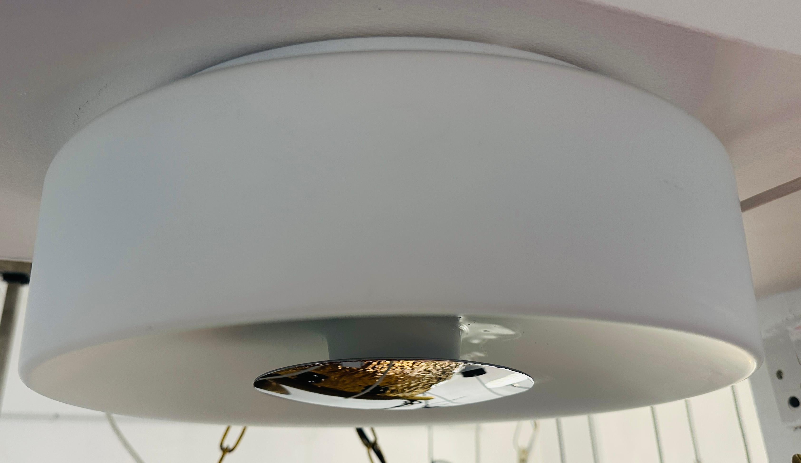 1970s German Peill & Putzler Opaline Glass & Chrome Wall or Flush Mount Light For Sale 9