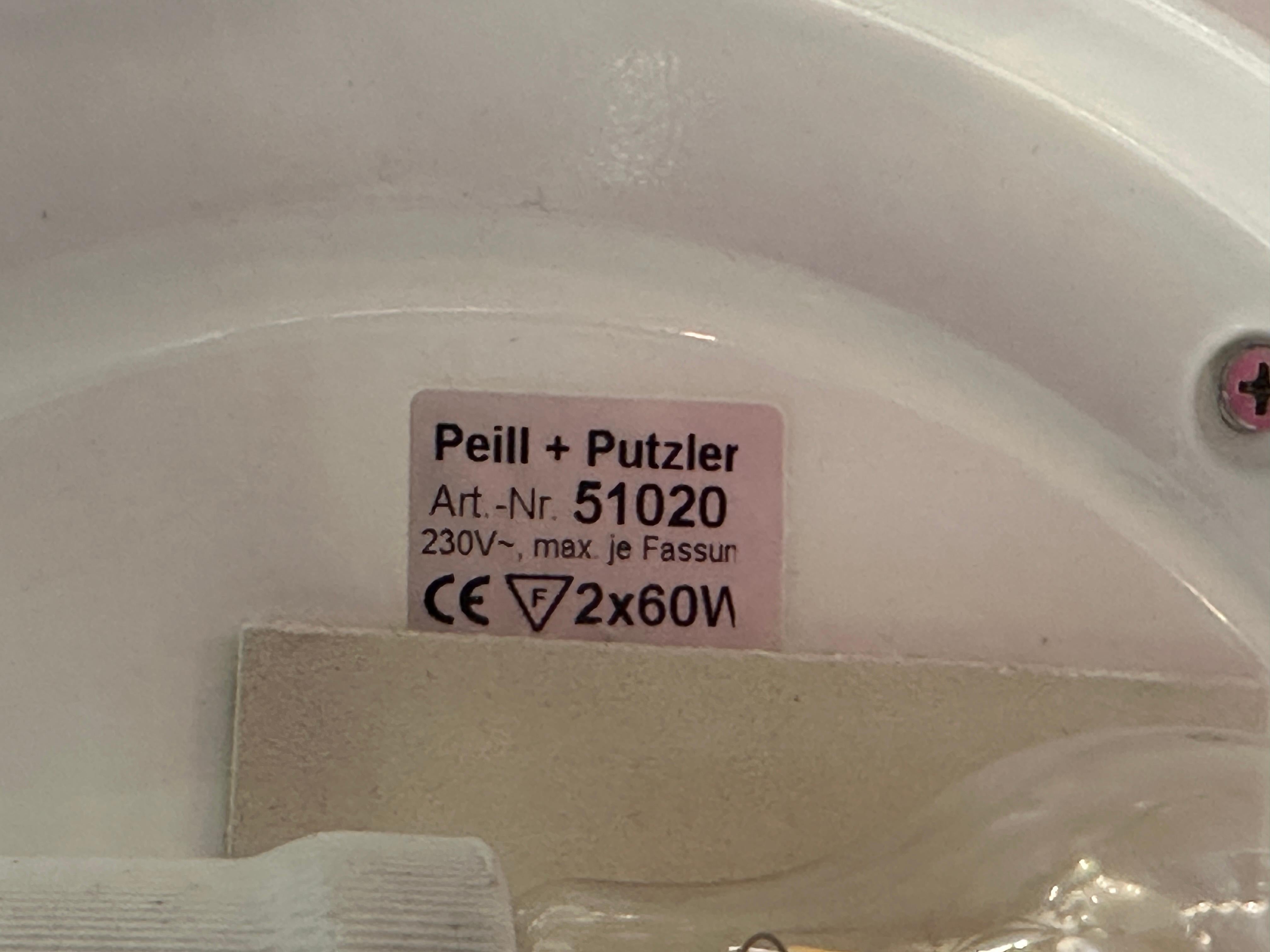 1970s German Peill & Putzler Opaline Glass & Chrome Wall or Flush Mount Light For Sale 12