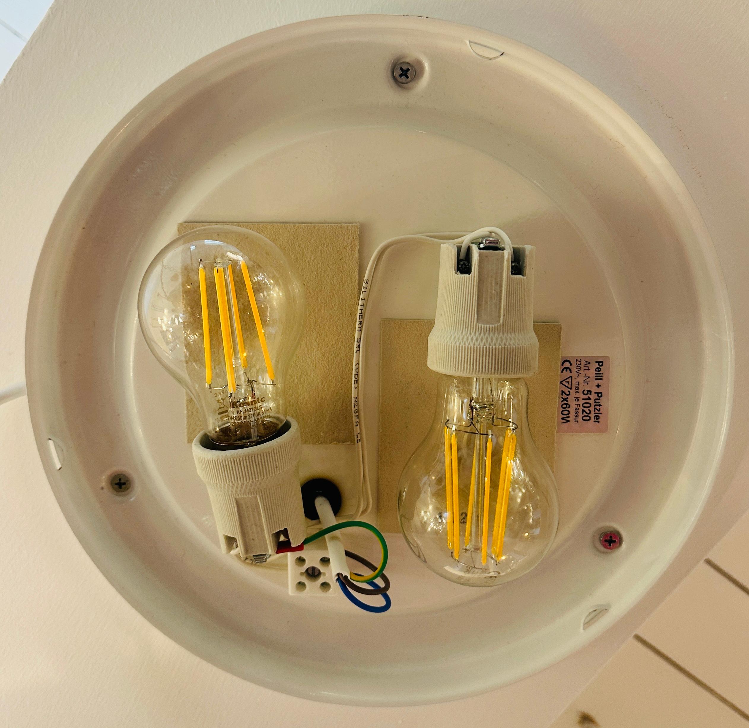 1970s German Peill & Putzler Opaline Glass & Chrome Wall or Flush Mount Light For Sale 13