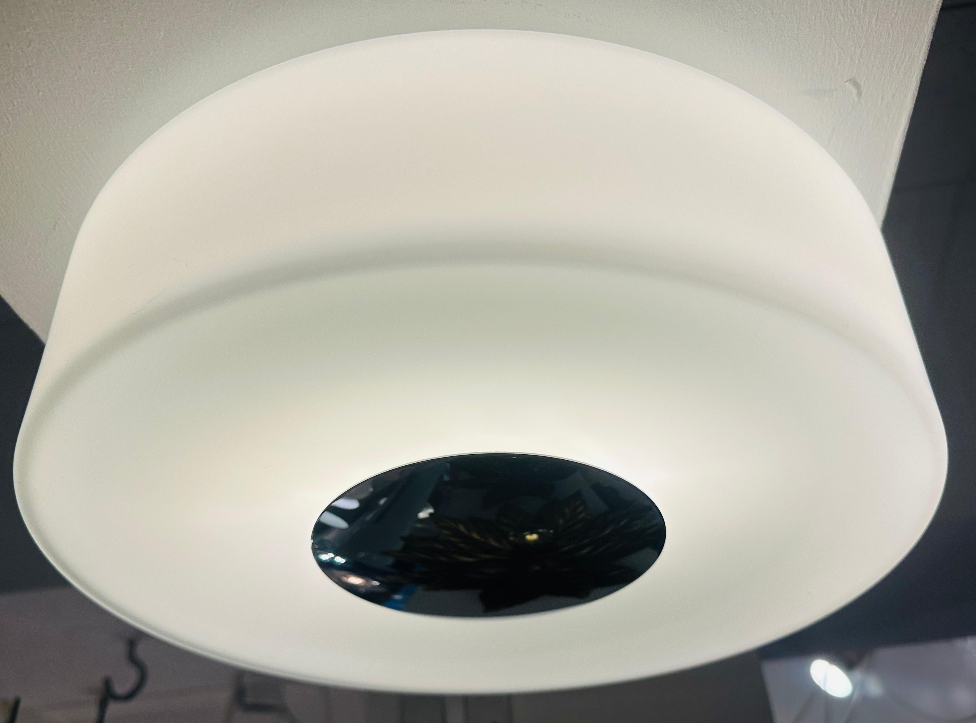 Polished 1970s German Peill & Putzler Opaline Glass & Chrome Wall or Flush Mount Light For Sale