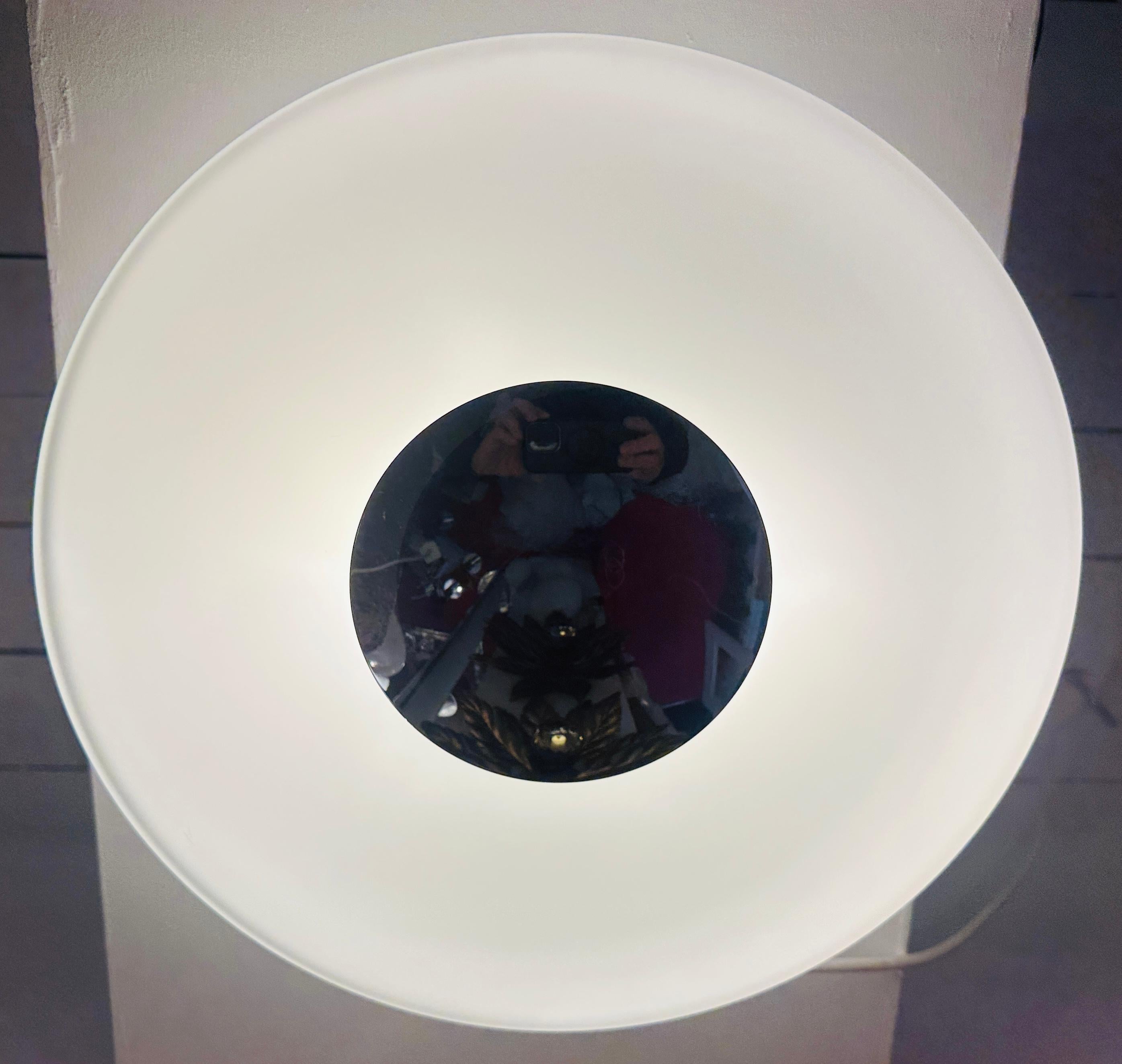 20th Century 1970s German Peill & Putzler Opaline Glass & Chrome Wall or Flush Mount Light For Sale