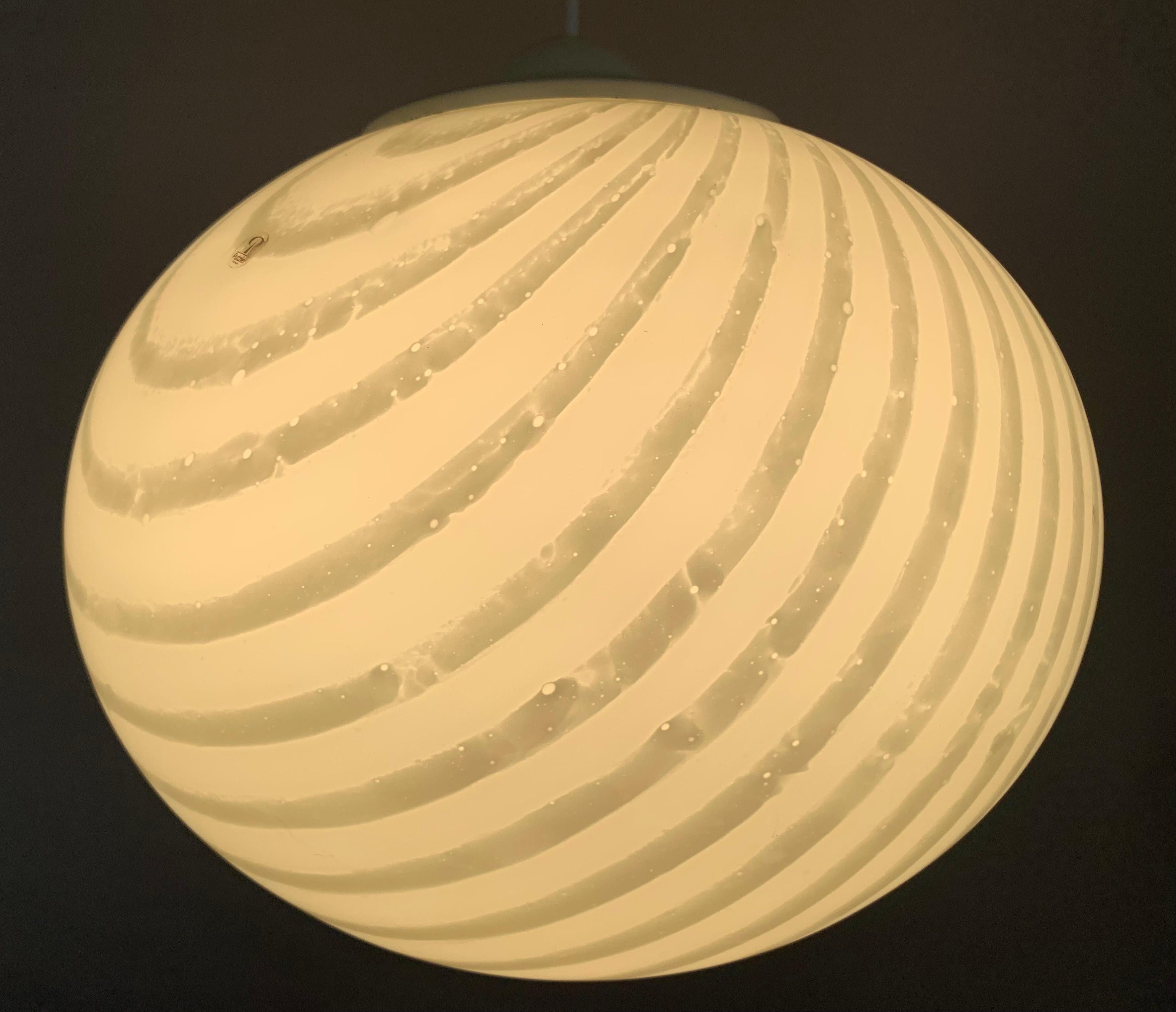 1970s German Peill & Putzler Opaline White Hanging Ceiling Light 3