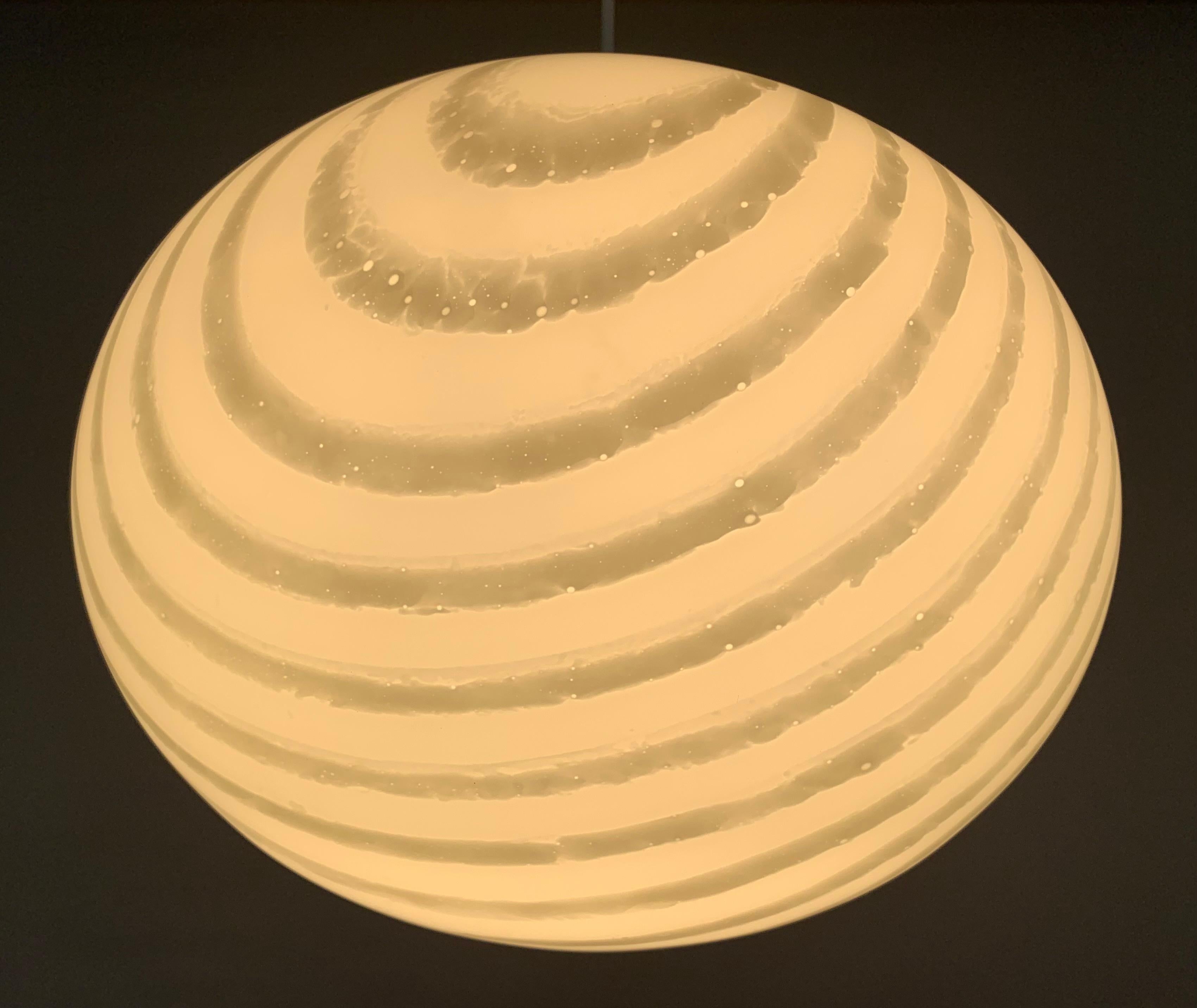 1970s German Peill & Putzler Opaline White Hanging Ceiling Light 5