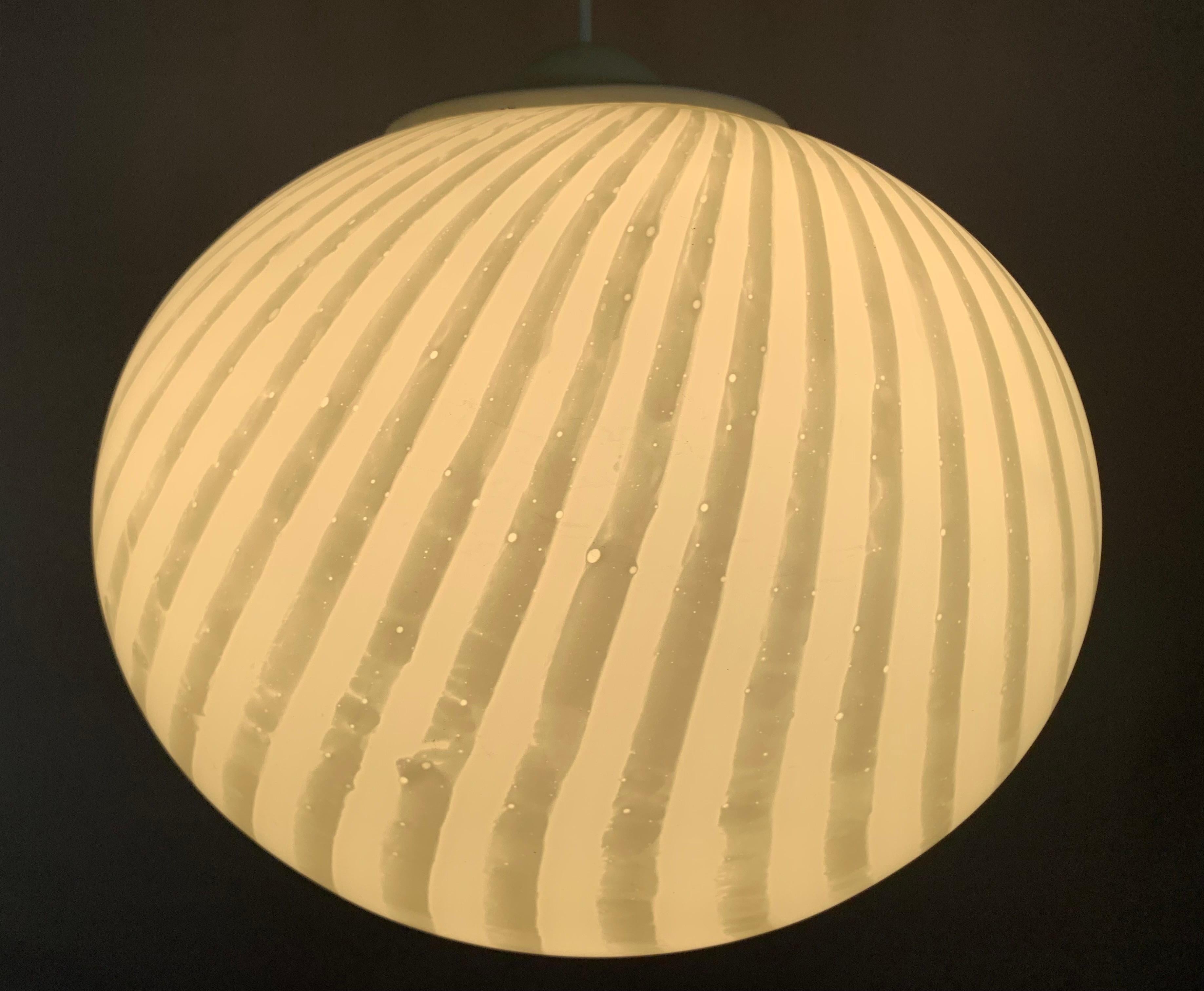 1970s German Peill & Putzler Opaline White Hanging Ceiling Light 2