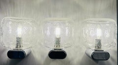 1970s German Polished Chrome & Clear Bubble Glass Wall Lights. 3 Available