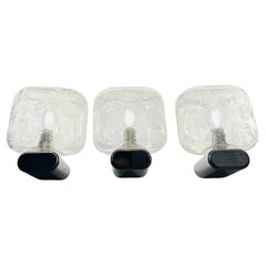 1970s German Polished Chrome & Clear Bubble Glass Wall Lights. 3 Available