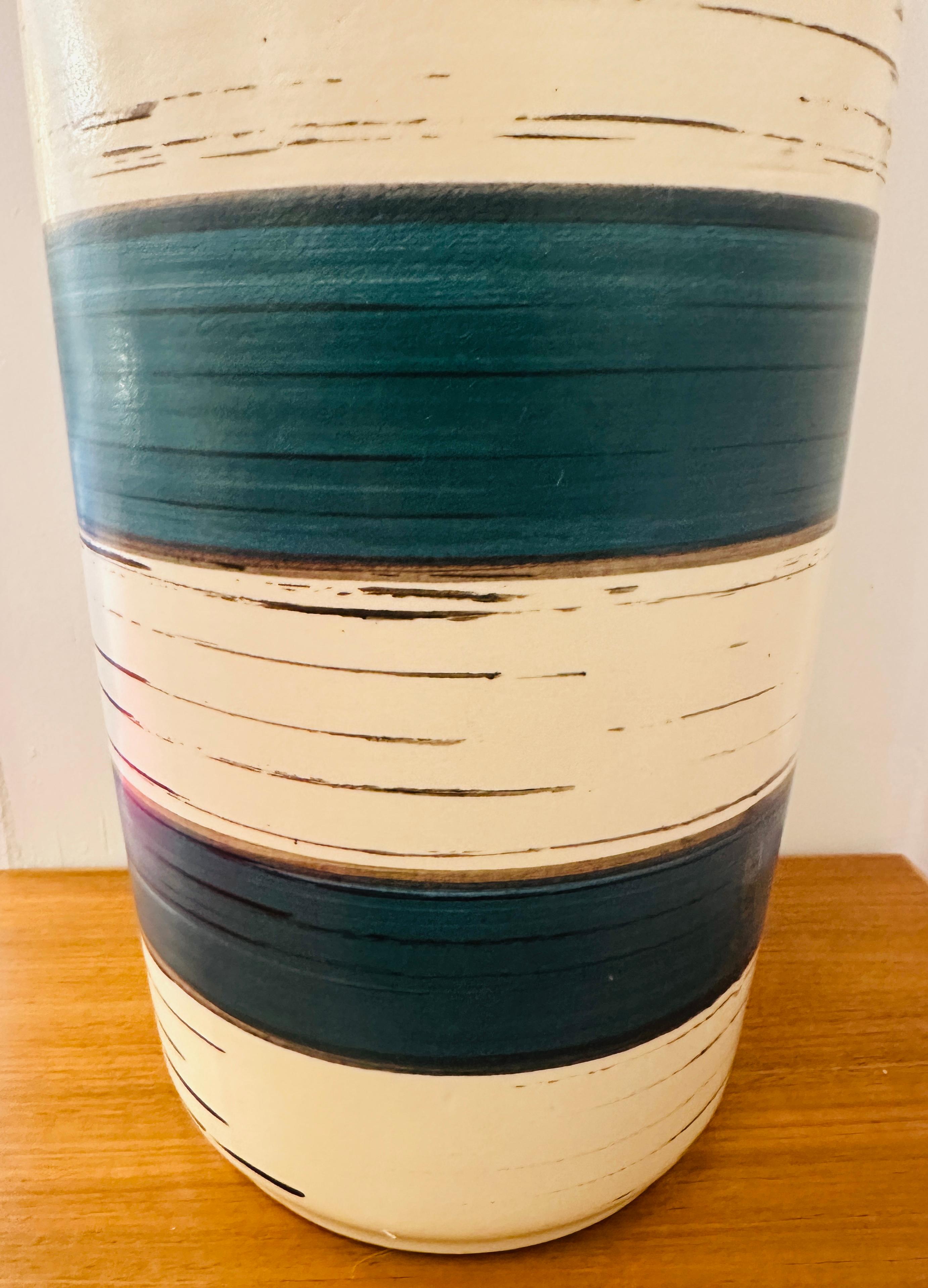 Vaso in ceramica a strisce di lava grassa Scheurich Keramik degli anni '70 n. 553 52 in vendita 3