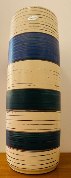 1970s German Scheurich Keramik Fat Lava Striped Pottery Ceramic Vase No 553 52