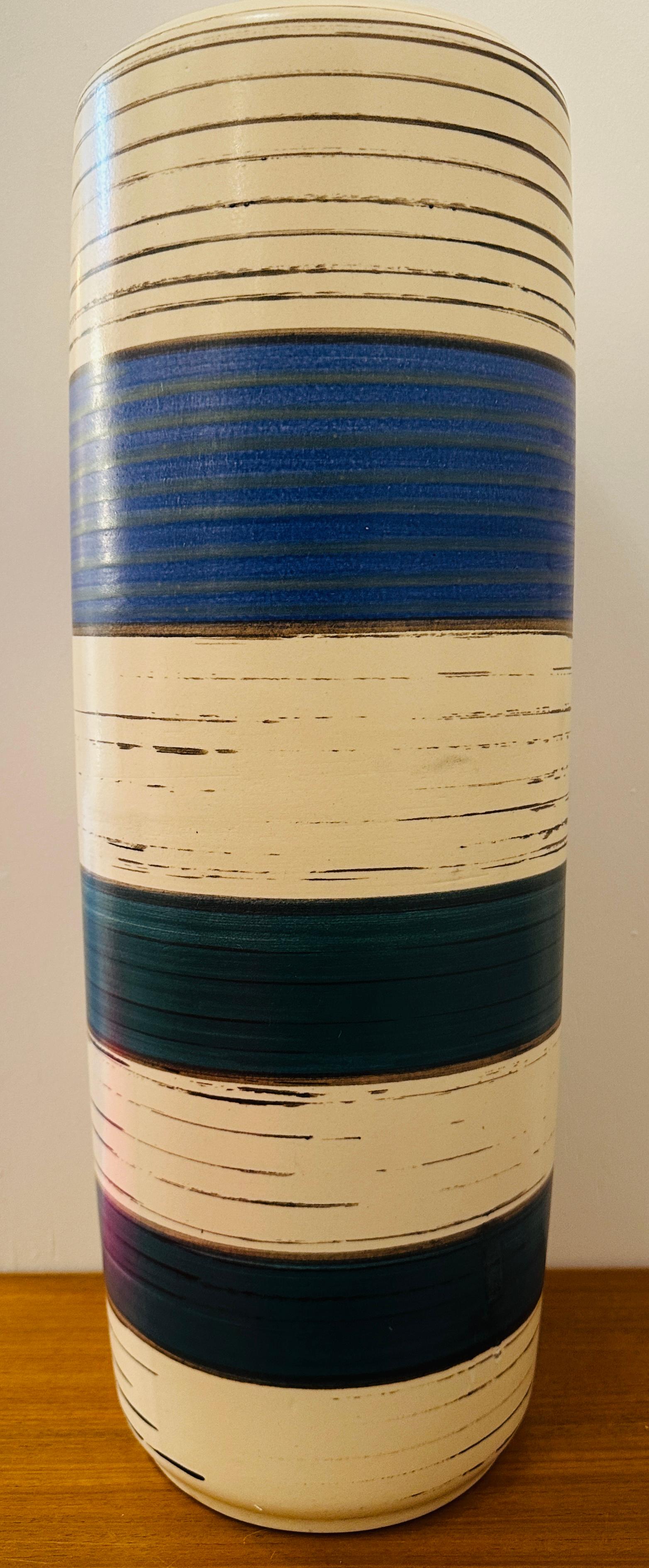 Mid-Century moderno Vaso in ceramica a strisce di lava grassa Scheurich Keramik degli anni '70 n. 553 52 in vendita