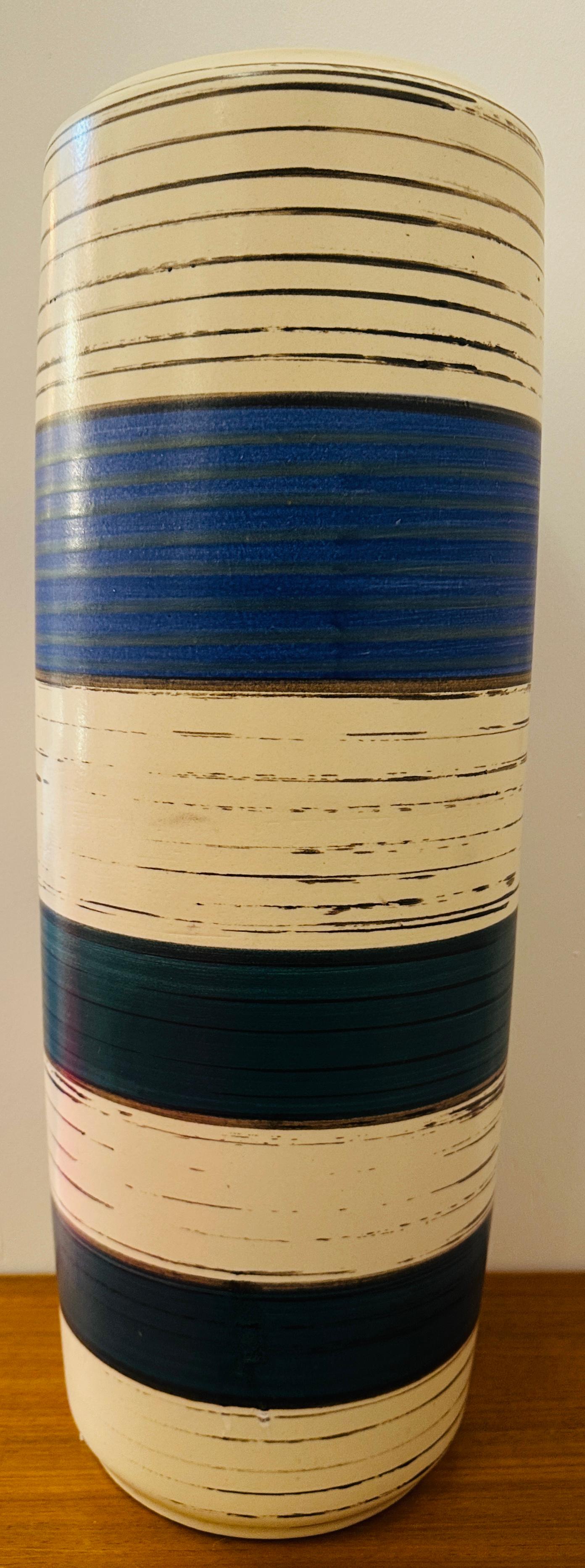 Tedesco Vaso in ceramica a strisce di lava grassa Scheurich Keramik degli anni '70 n. 553 52 in vendita