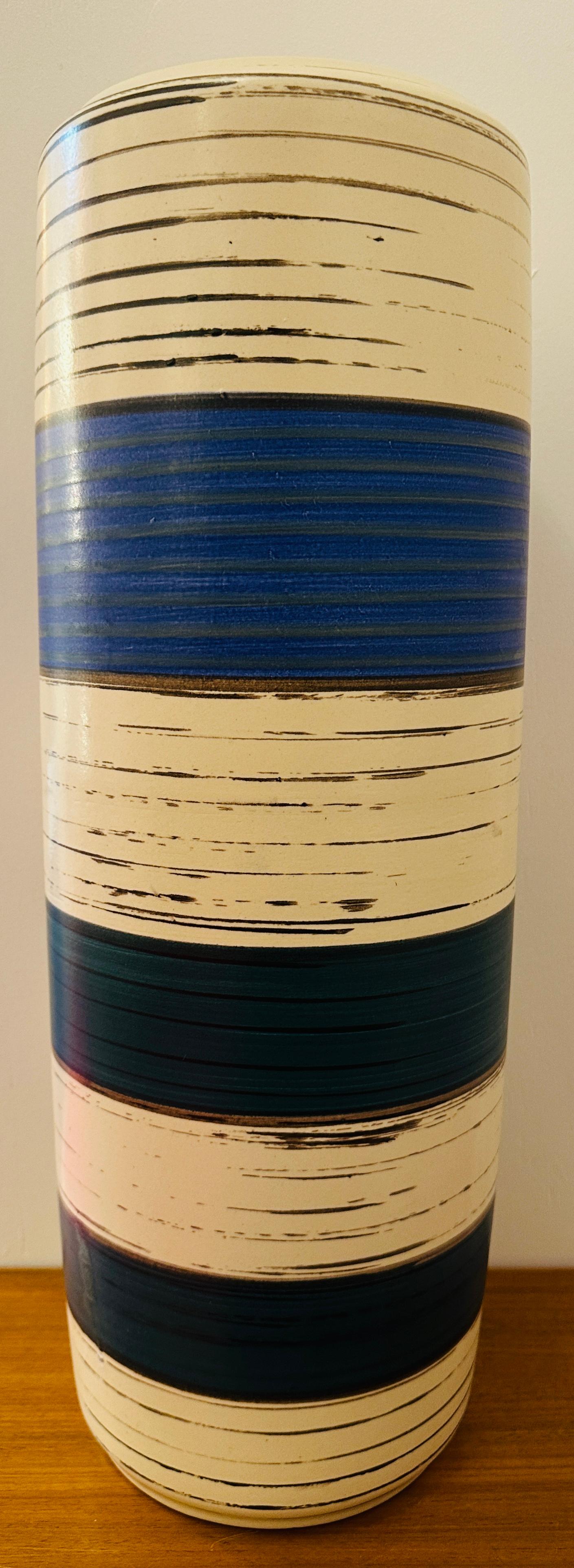 20th Century 1970s German Scheurich Keramik Fat Lava Striped Pottery Ceramic Vase No 553 52 For Sale