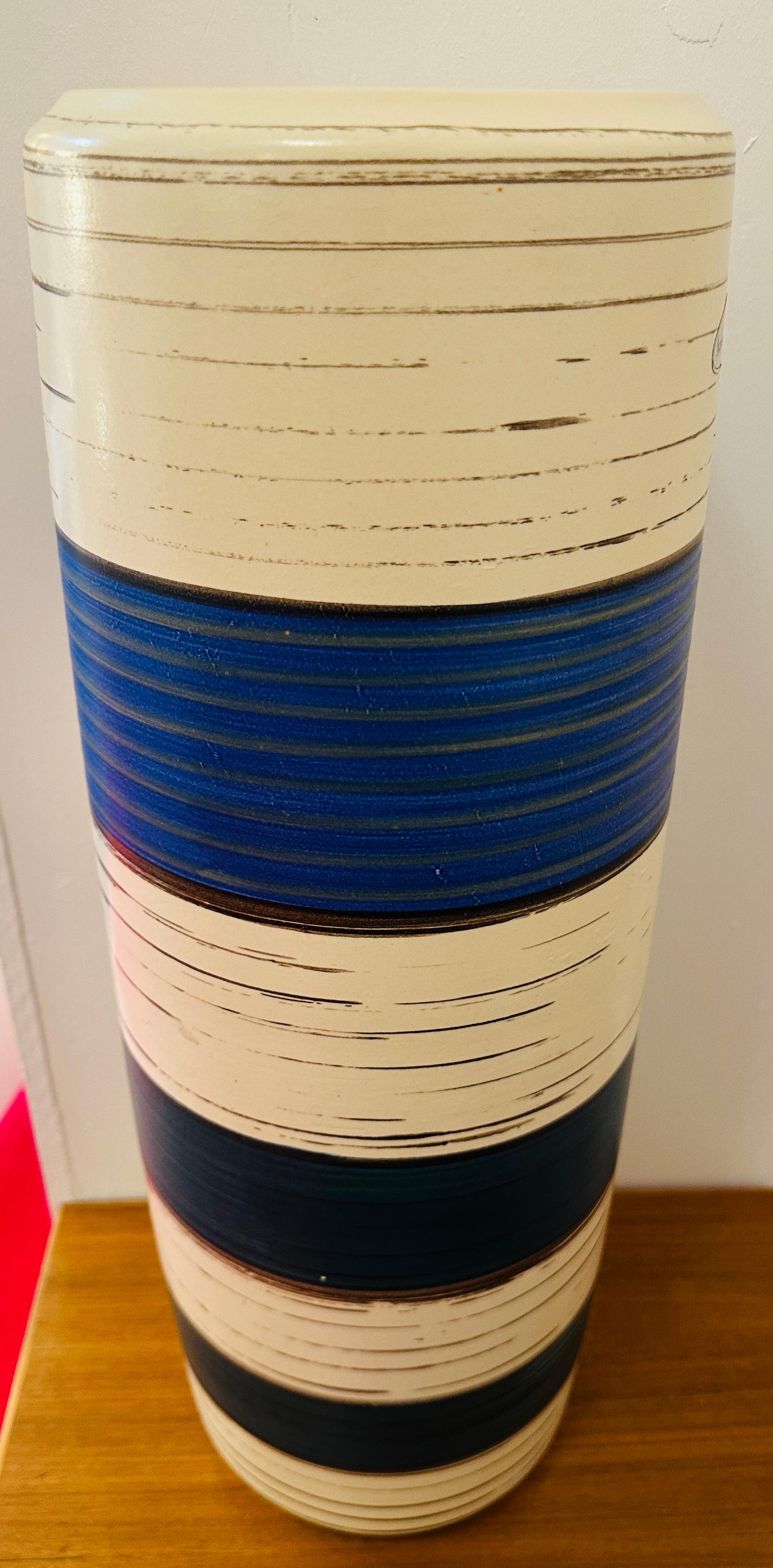 Ceramica Vaso in ceramica a strisce di lava grassa Scheurich Keramik degli anni '70 n. 553 52 in vendita