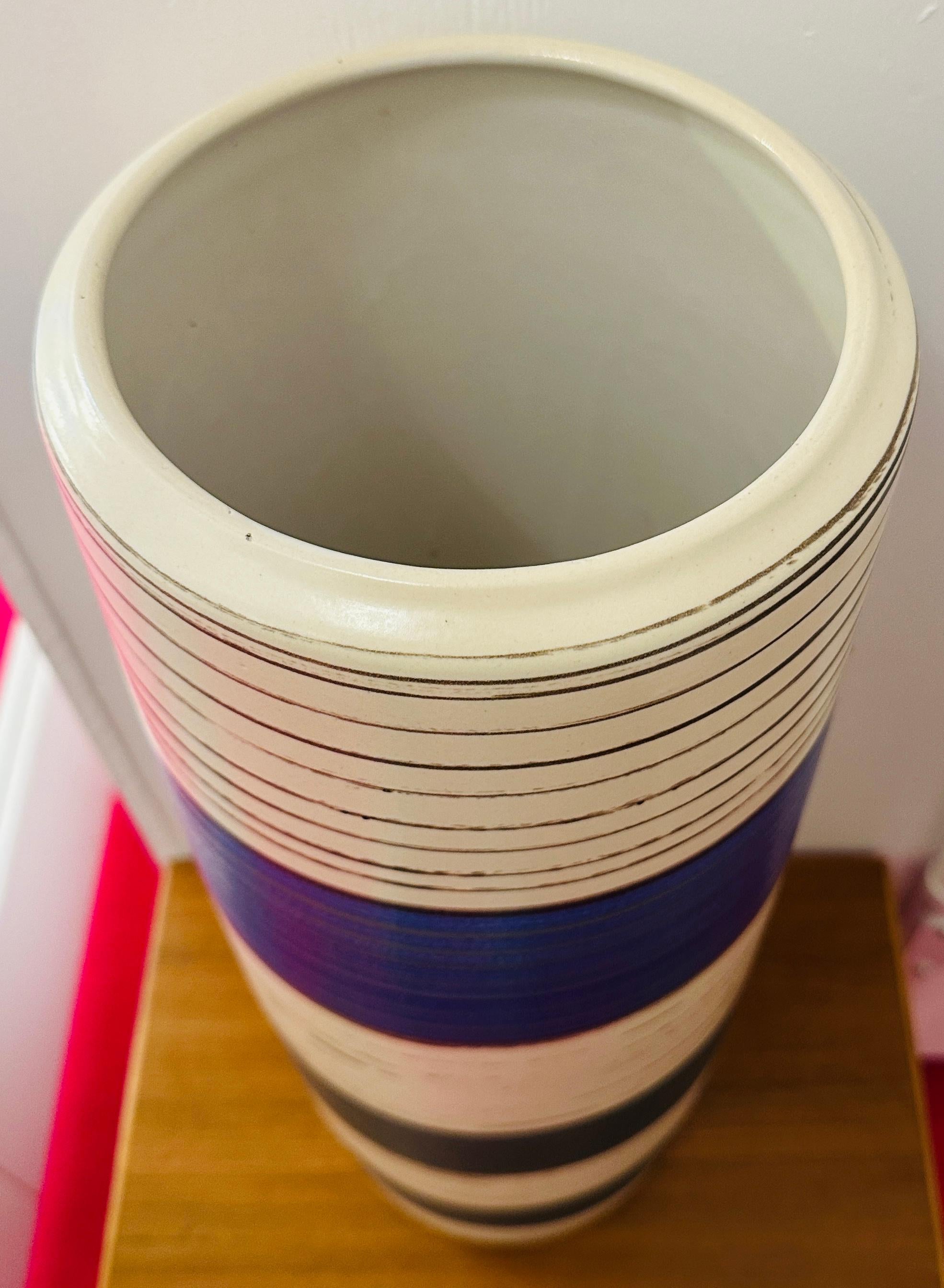 Vaso in ceramica a strisce di lava grassa Scheurich Keramik degli anni '70 n. 553 52 in vendita 2