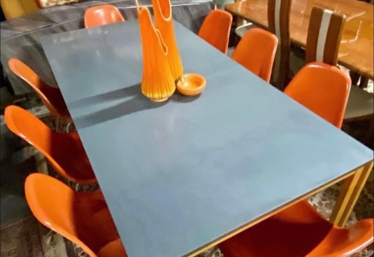 Table de salle à manger en stratifié anthracite/gris foncé Schlapp Möbel des années 1970 ! en vente 2