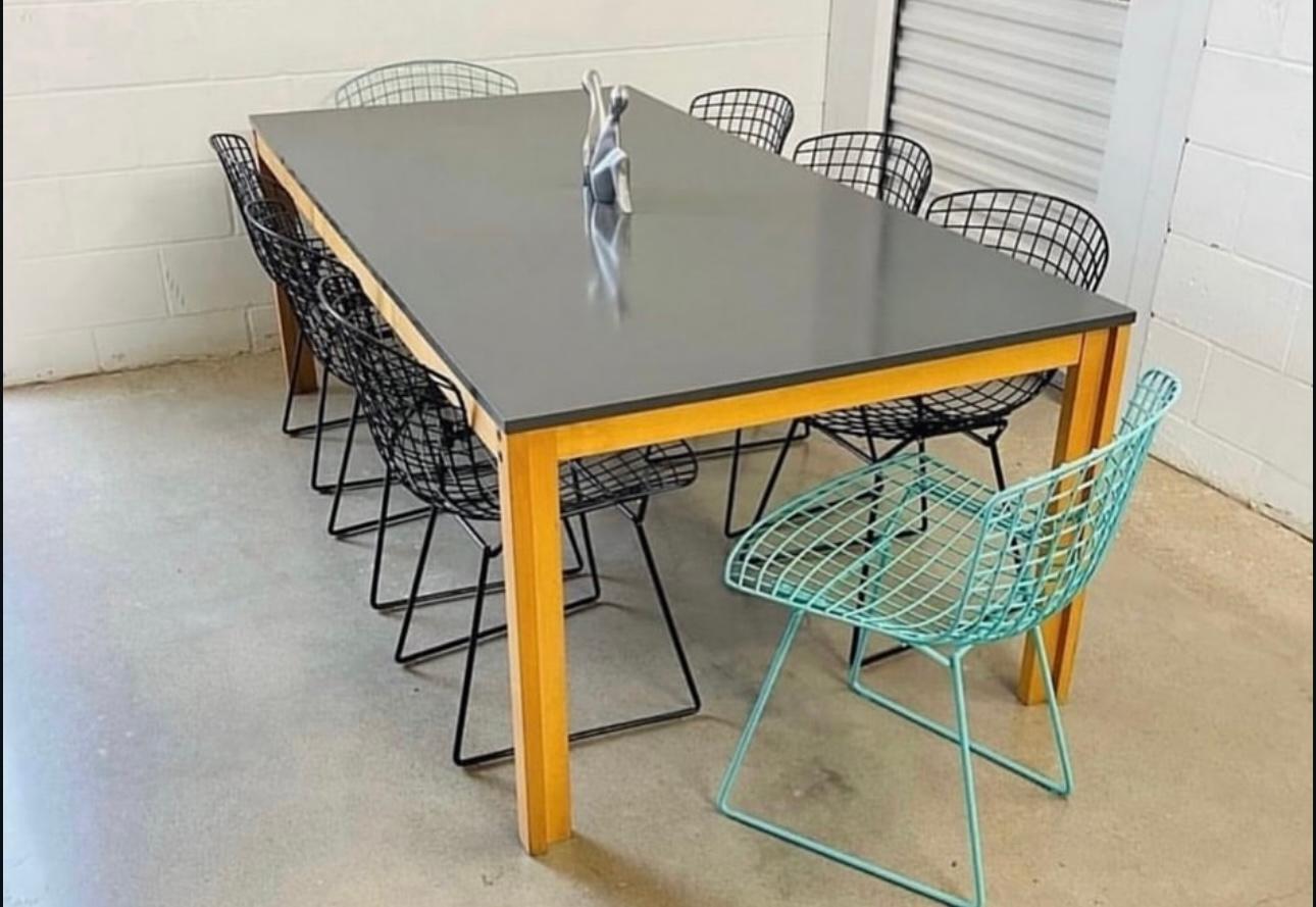 Laqué Table de salle à manger en stratifié anthracite/gris foncé Schlapp Möbel des années 1970 ! en vente