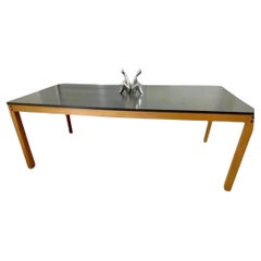 Tavolo da pranzo tedesco Schlapp Möbel del 1970 con piano in laminato color carbone/grigio scuro!