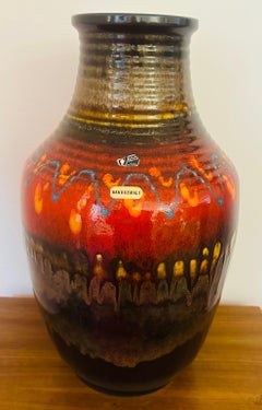 1970s German Silberdistel Keramische Fat Lava Colourful Glazed Ceramic Vase
