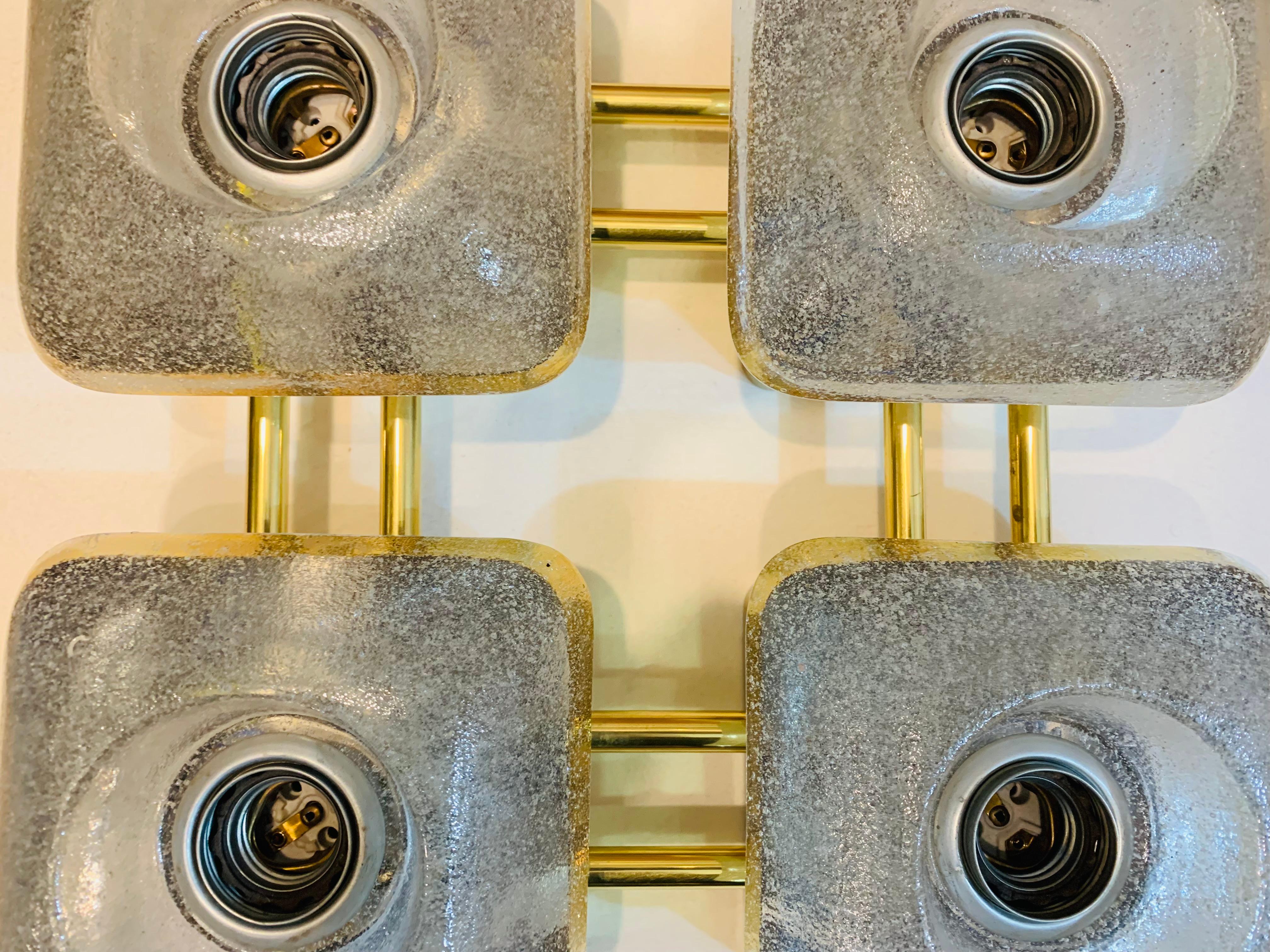 1970s German Sische Lighting Brass & Frosted Glass Wall Light or Flush Mount 8