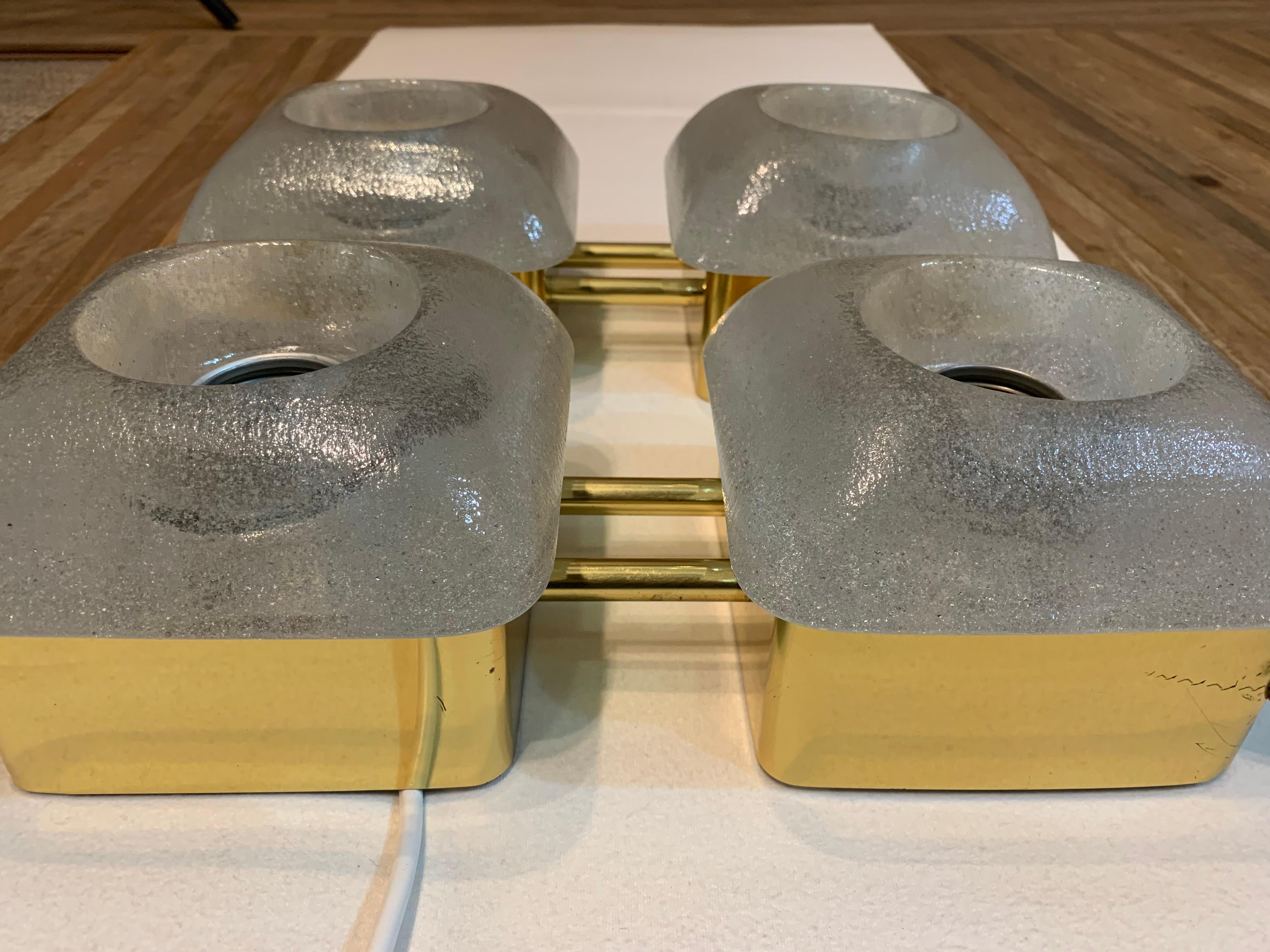 1970s German Sische Lighting Brass & Frosted Glass Wall Light or Flush Mount 10