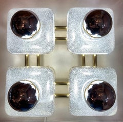 Lampada da parete o da incasso in ottone e vetro smerigliato degli anni '70 della Sische Lighting tedesca