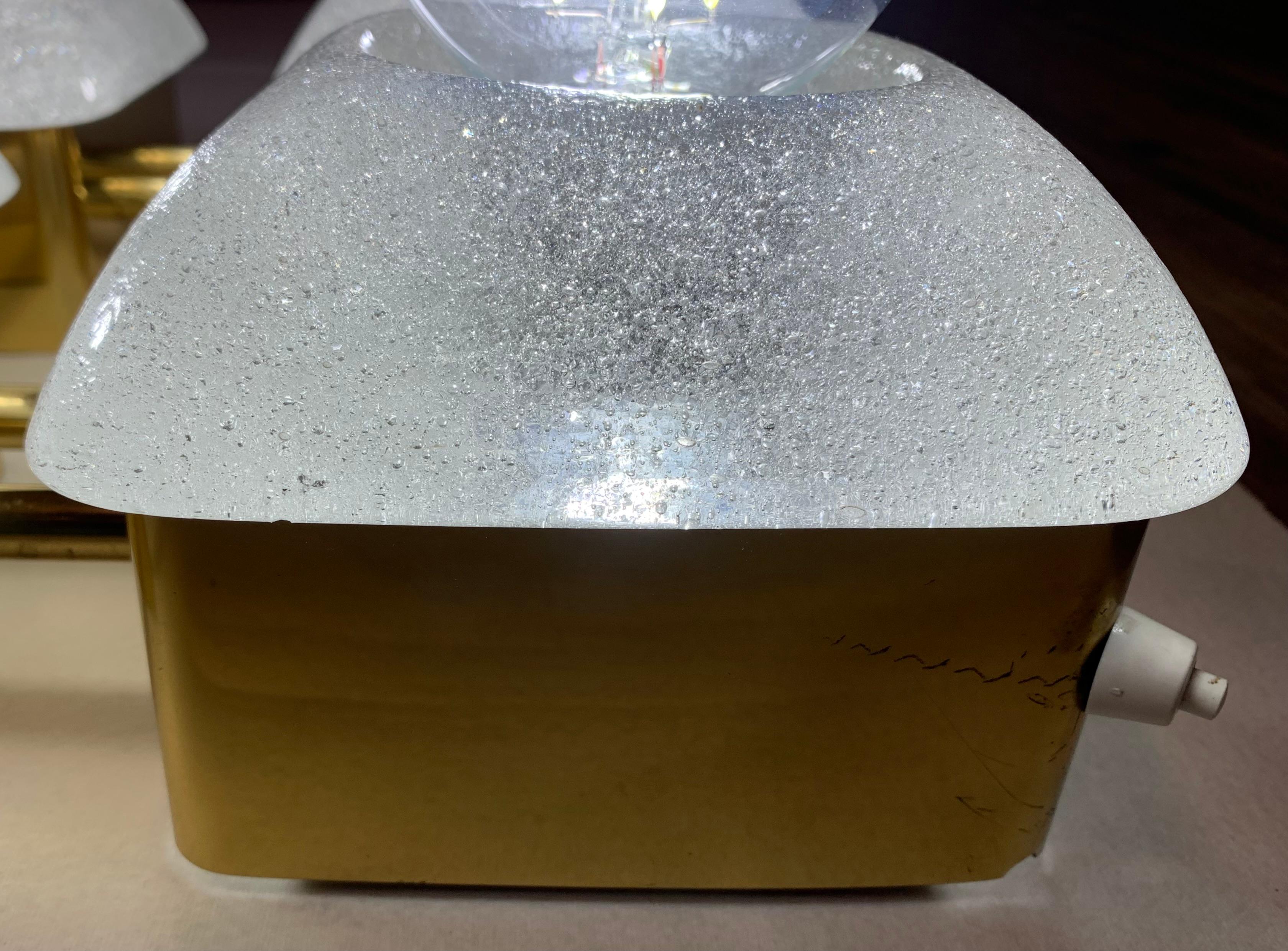 Metal 1970s German Sische Lighting Brass & Frosted Glass Wall Light or Flush Mount