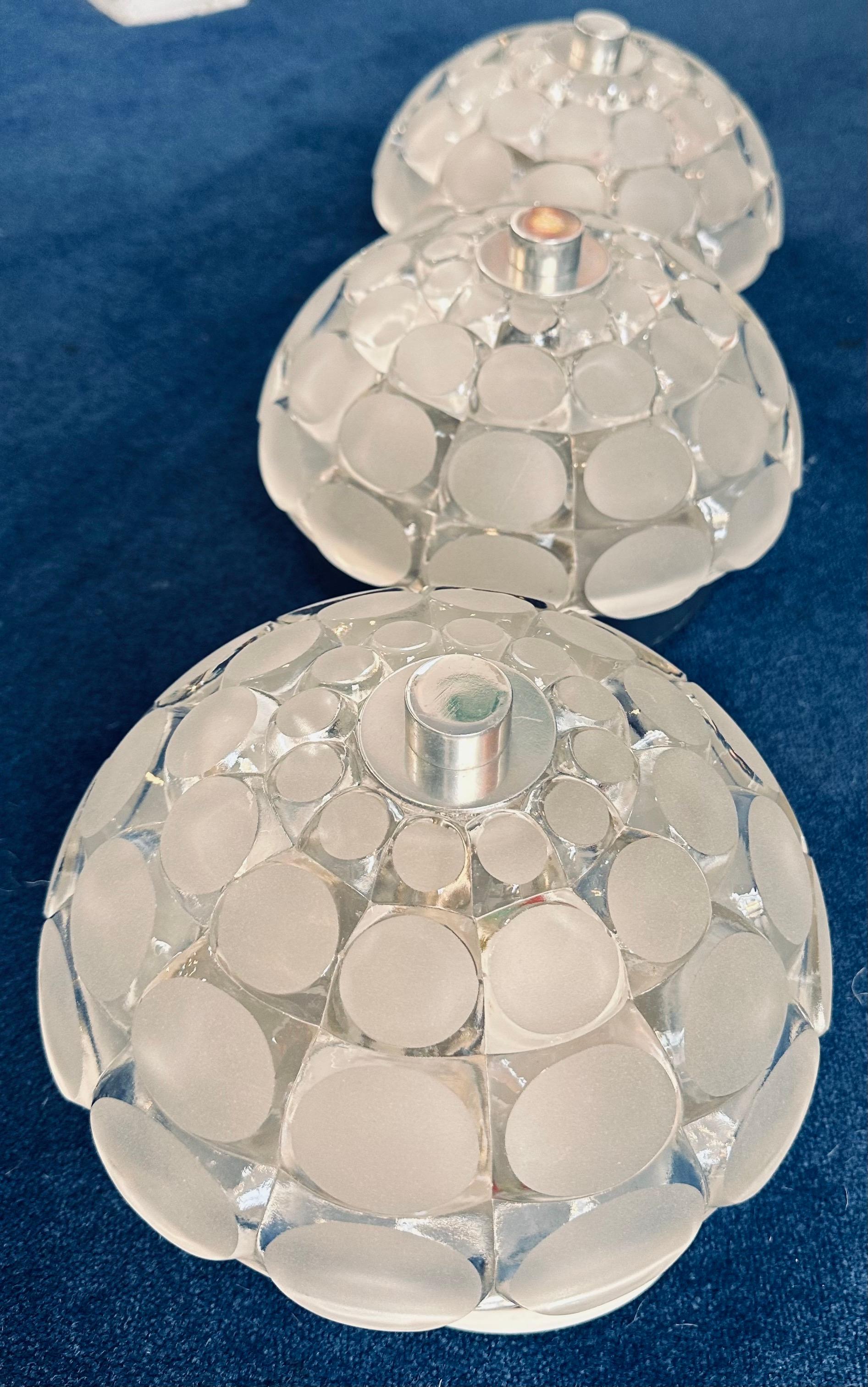 Mid-Century Modern 1970s German Small Peill & Putzler Wall or Ceiling Glass Lights, 3 Available For Sale